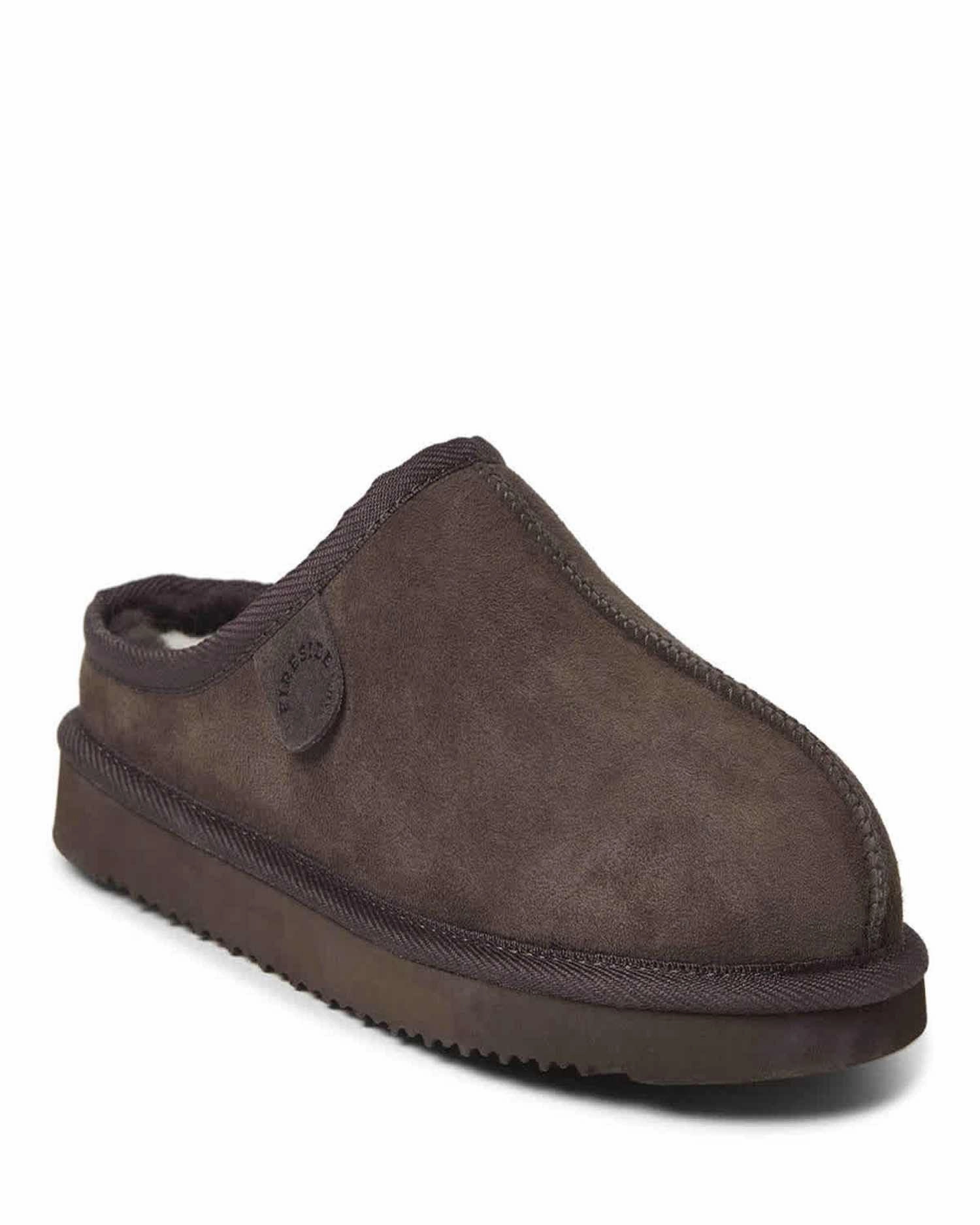 Fireside By Dearfoams Men's Grafton Genuine Shearling Clog Slipper Traction Outsole MeshUpper