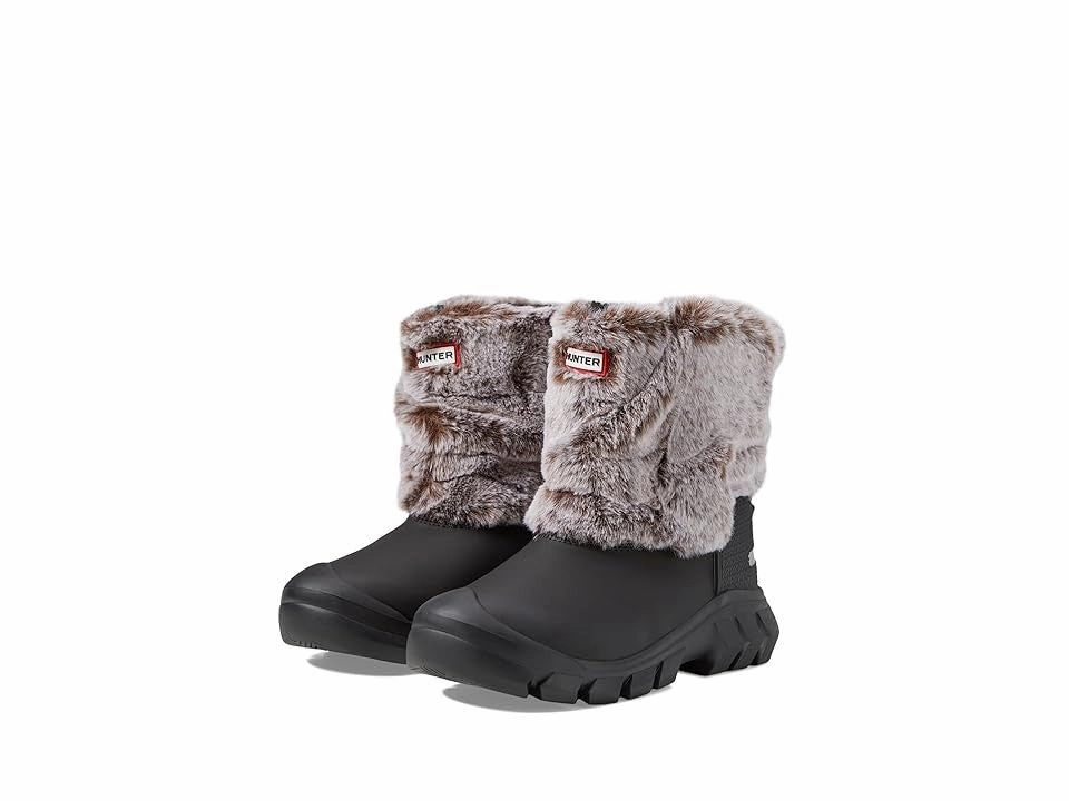 High-performance Tactile Grip Pattern Hunter Intrepid JFT6100RBF-BNR Youth Black Faux Fur Lined Snow Boots JOBB2038