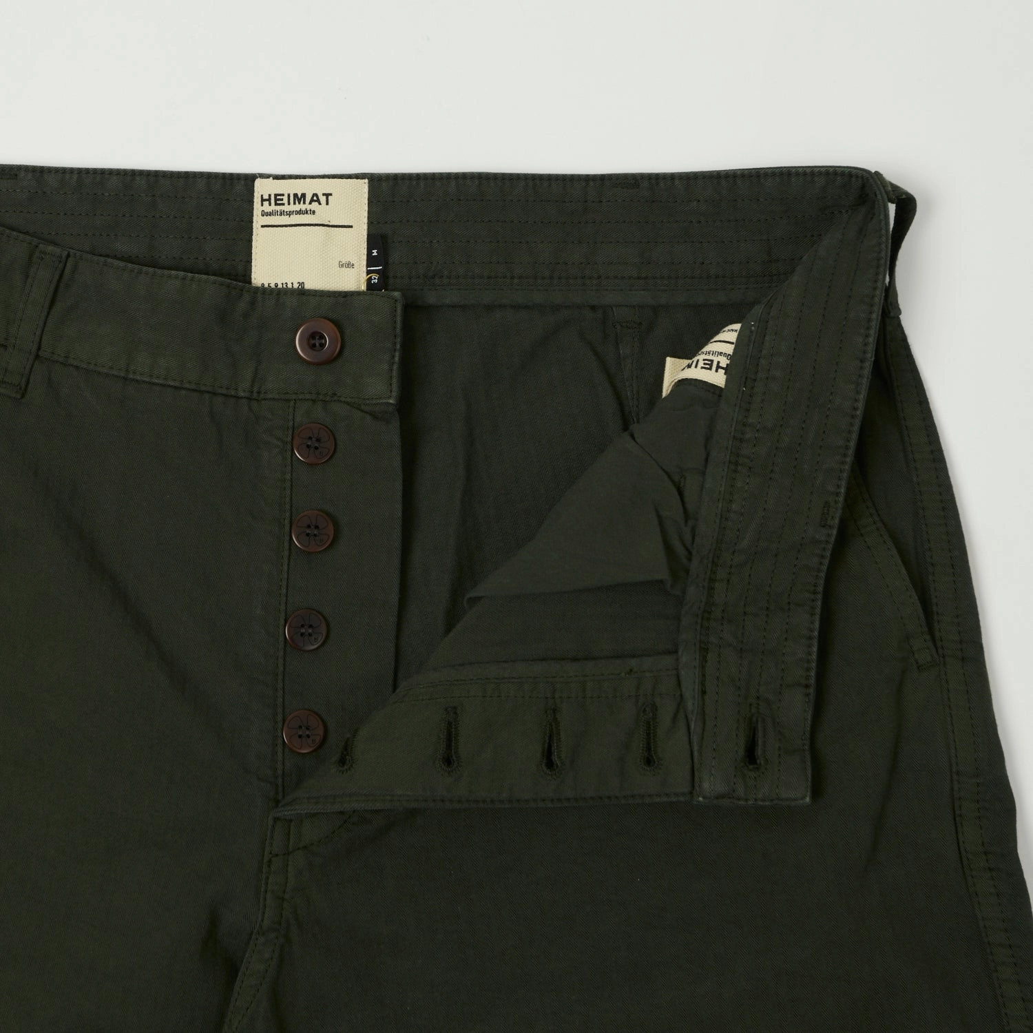 Heimat 'Journey' Herringbone Twill Chinos - Military Green Comfort Design Quick Flex