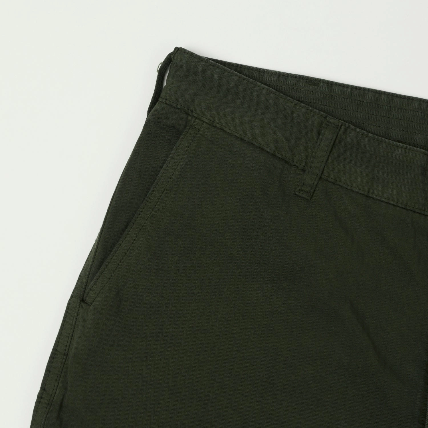 Flexible Knee Panels Heimat 'Journey' Herringbone Twill Chinos - Military Green