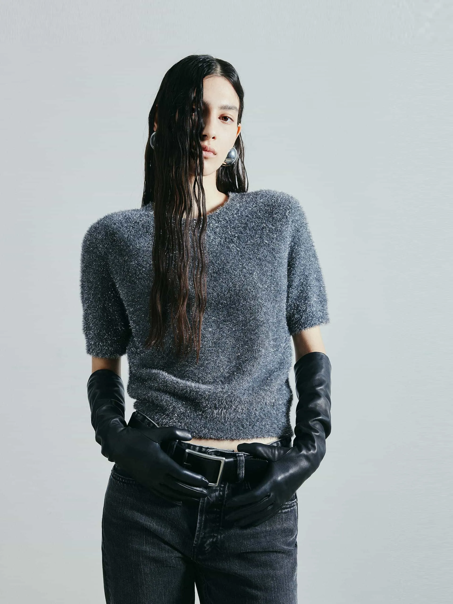 Round Neck Knit Top Easy Fit