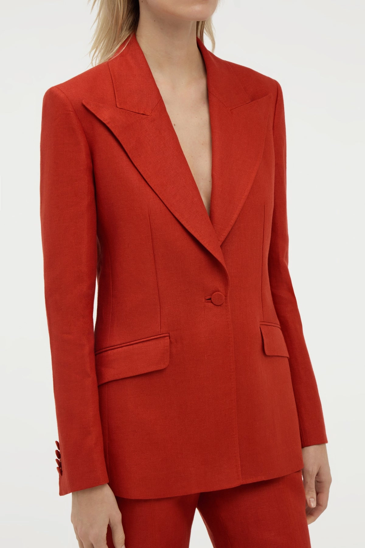Smart Layering Leiva Blazer in Antelope Orange Linen Twill