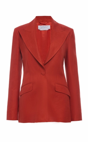 Leiva Blazer in Antelope Orange Linen Twill Comfortable and stylish