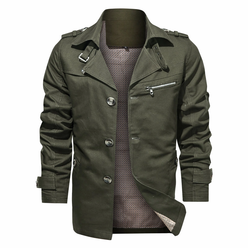 West Louis? Lapel Fashion Single Breasted Trench Coat Functional Wear