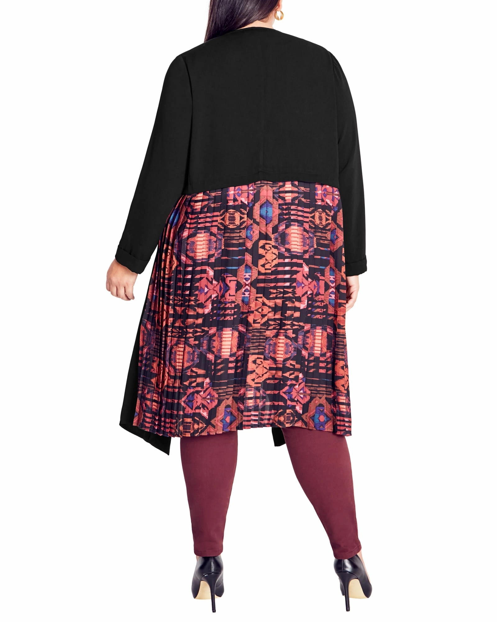 Emblem Street Style Eli Lightweight Open-Front Coat | Black / Orange