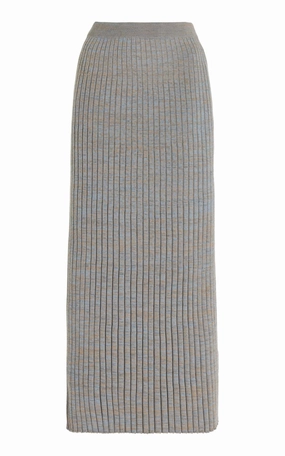 Conti Knit Midi Skirt in Light Blue Melange Cashmere Weekend Fashion Urban Style