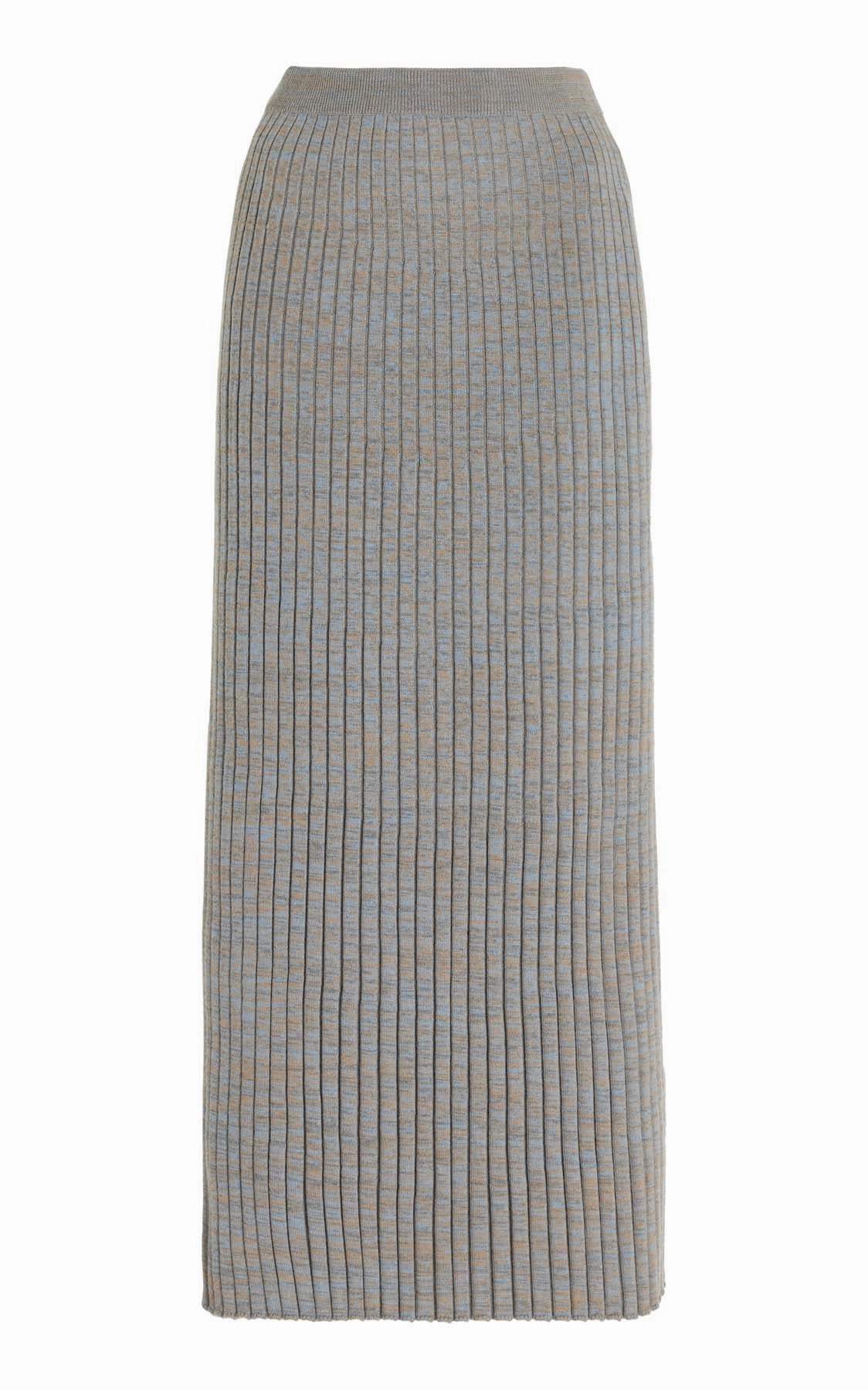 Conti Knit Midi Skirt in Light Blue Melange Cashmere Weekend Fashion Urban Style