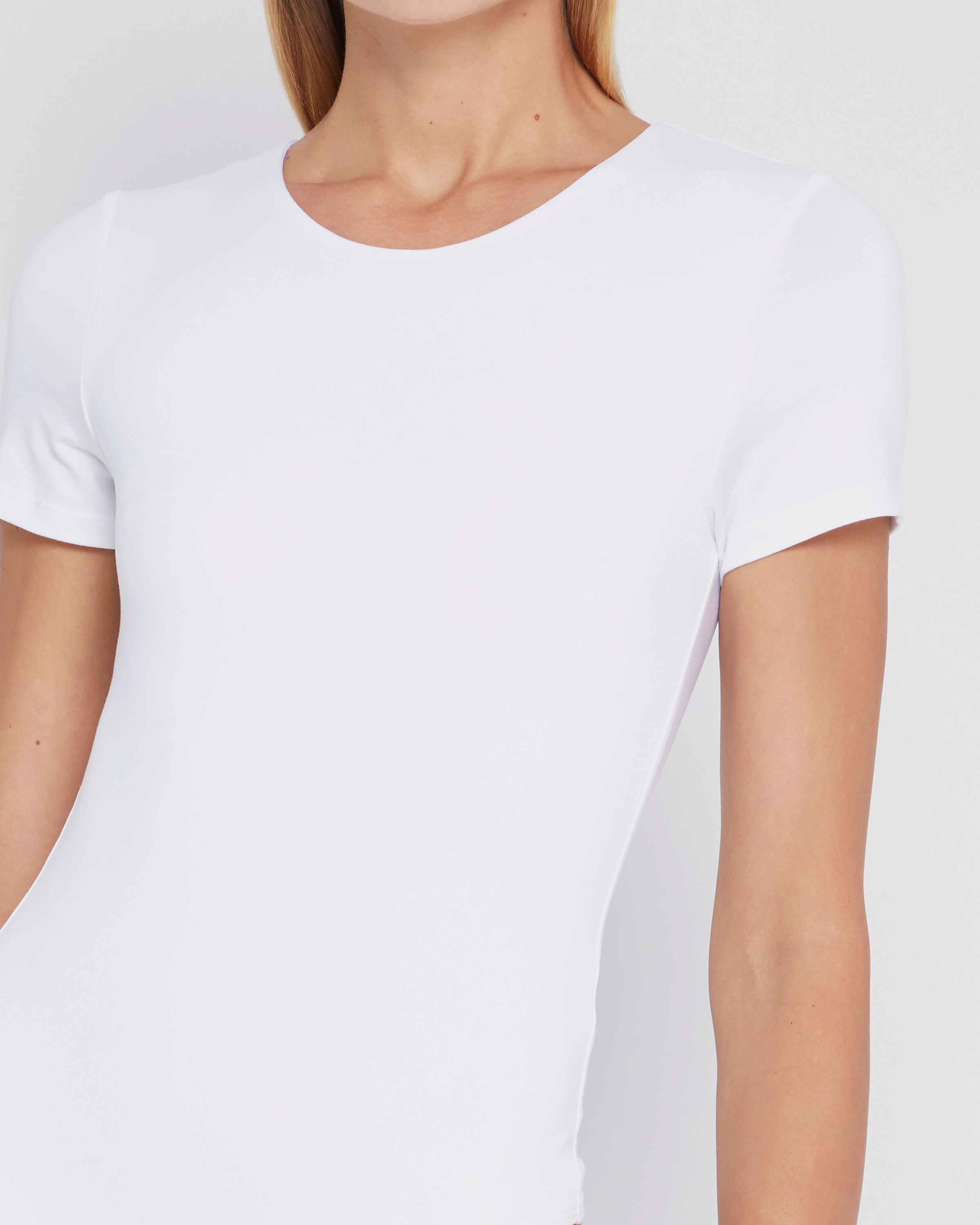 Soft Stretch Collar Contouring Crew Neck Bodysuit