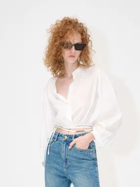 Lightweight Fabric No Chafe Edging Cropped Tie Detail Shirt