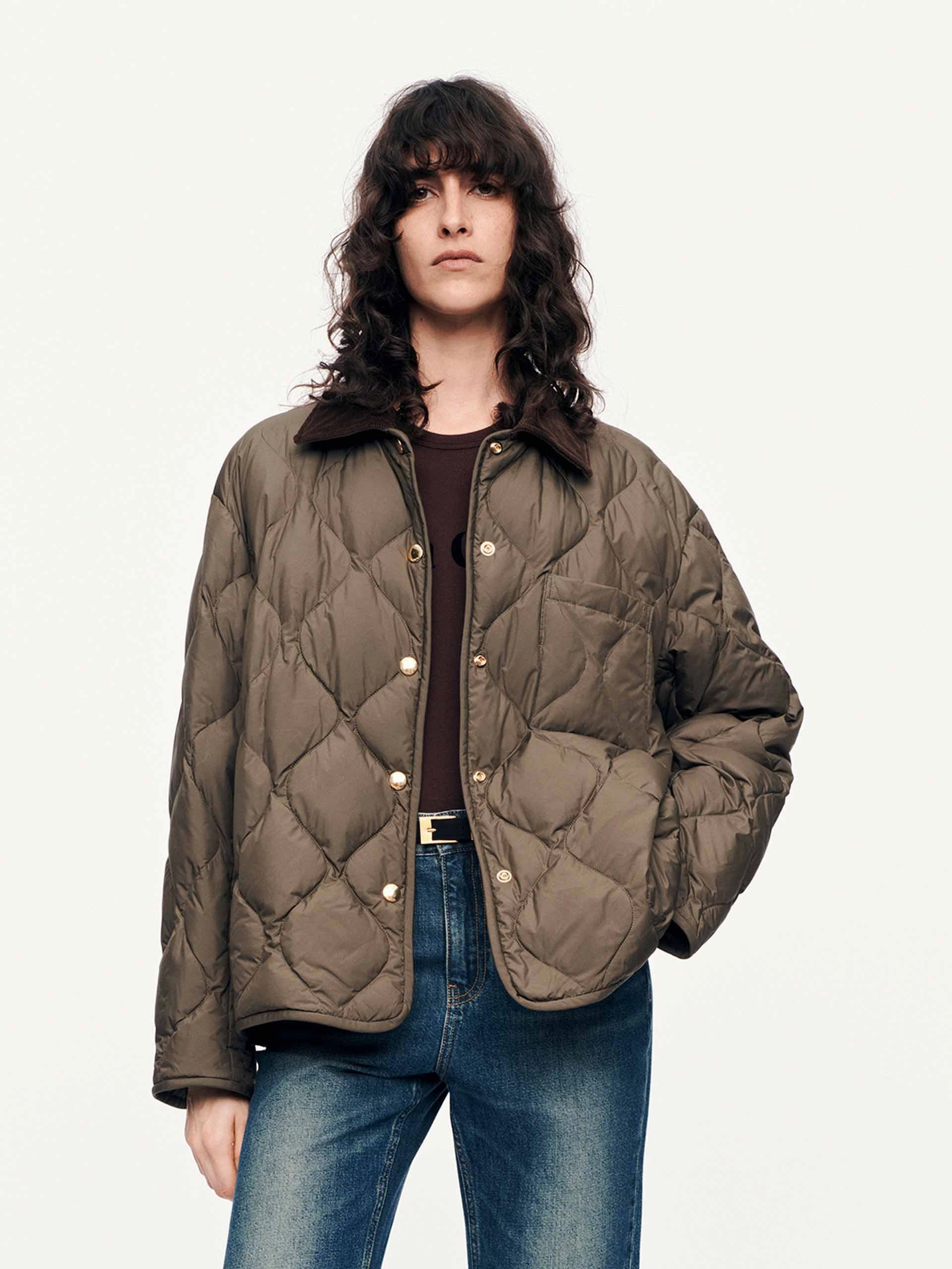 Contrast Collar Down Jacket Classic Fit