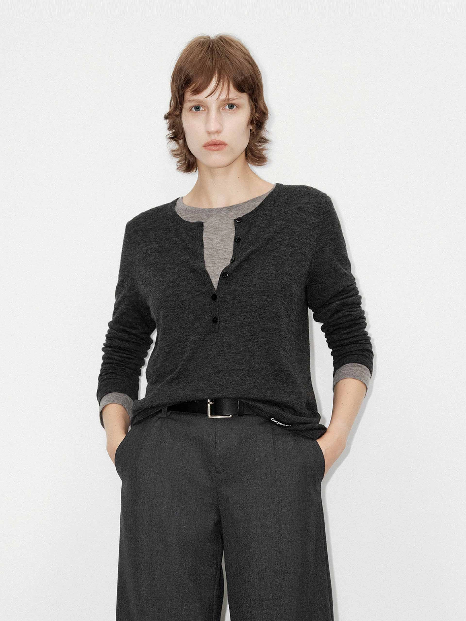Contrast Wool Sweater Set Low Maintenance Fabric Functional Layer