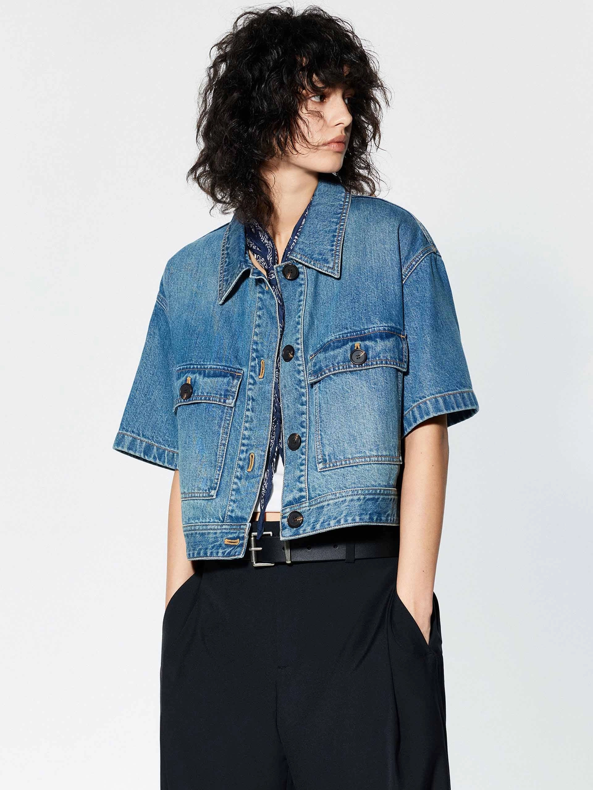 NoiseFreeMaterial Cropped Pockets Denim Jacket