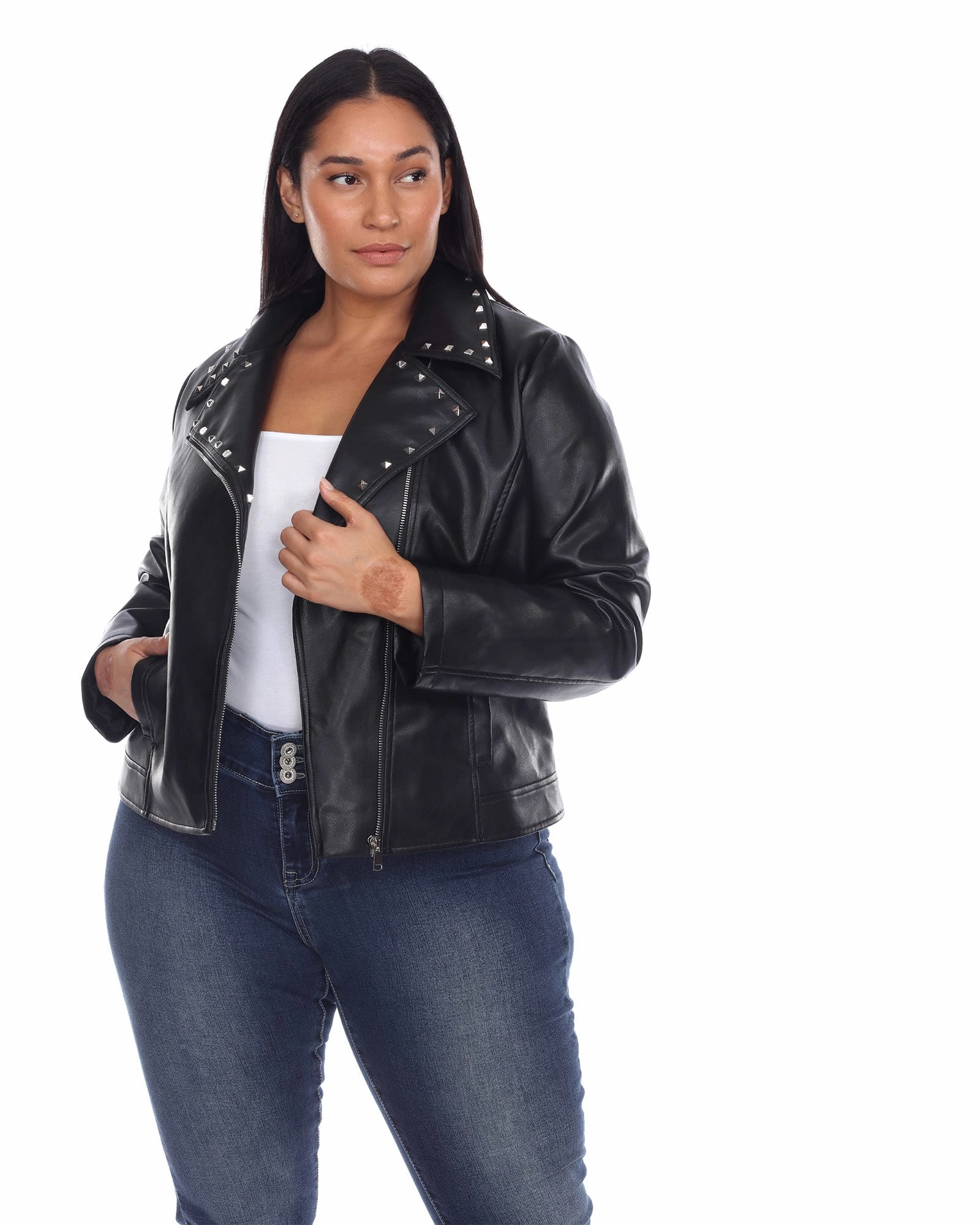 PU Faux Leather Jacket | Black Midweight Piece Windproof Barrier Design