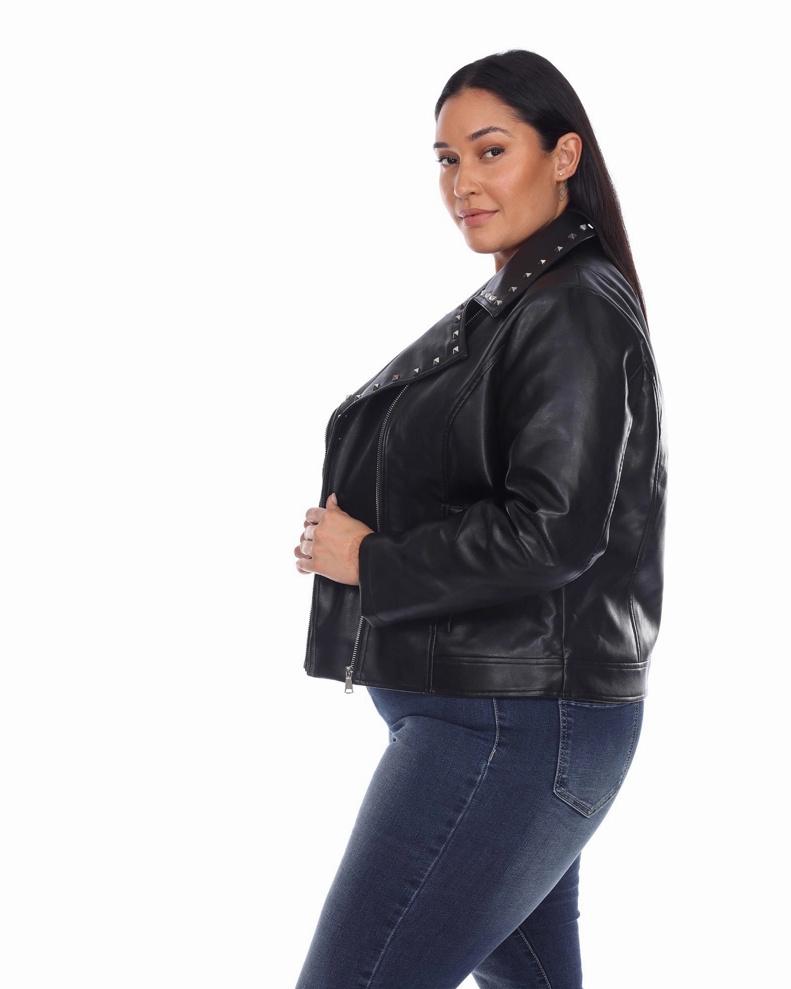 PU Faux Leather Jacket | Black Hardware