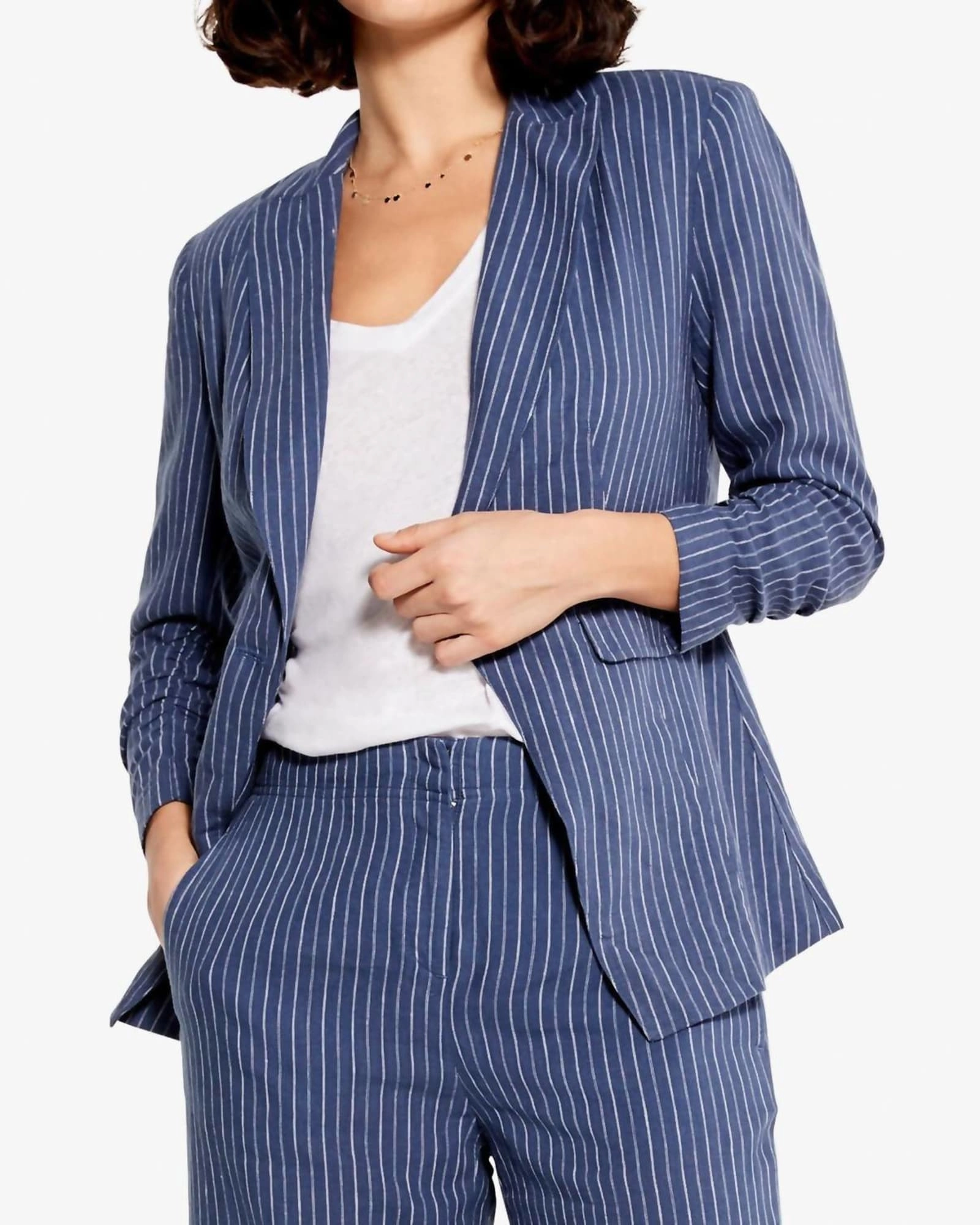 Central Park Scrunch Sleeve Jacket in Blue Multi | Blue Multi budget-friendly