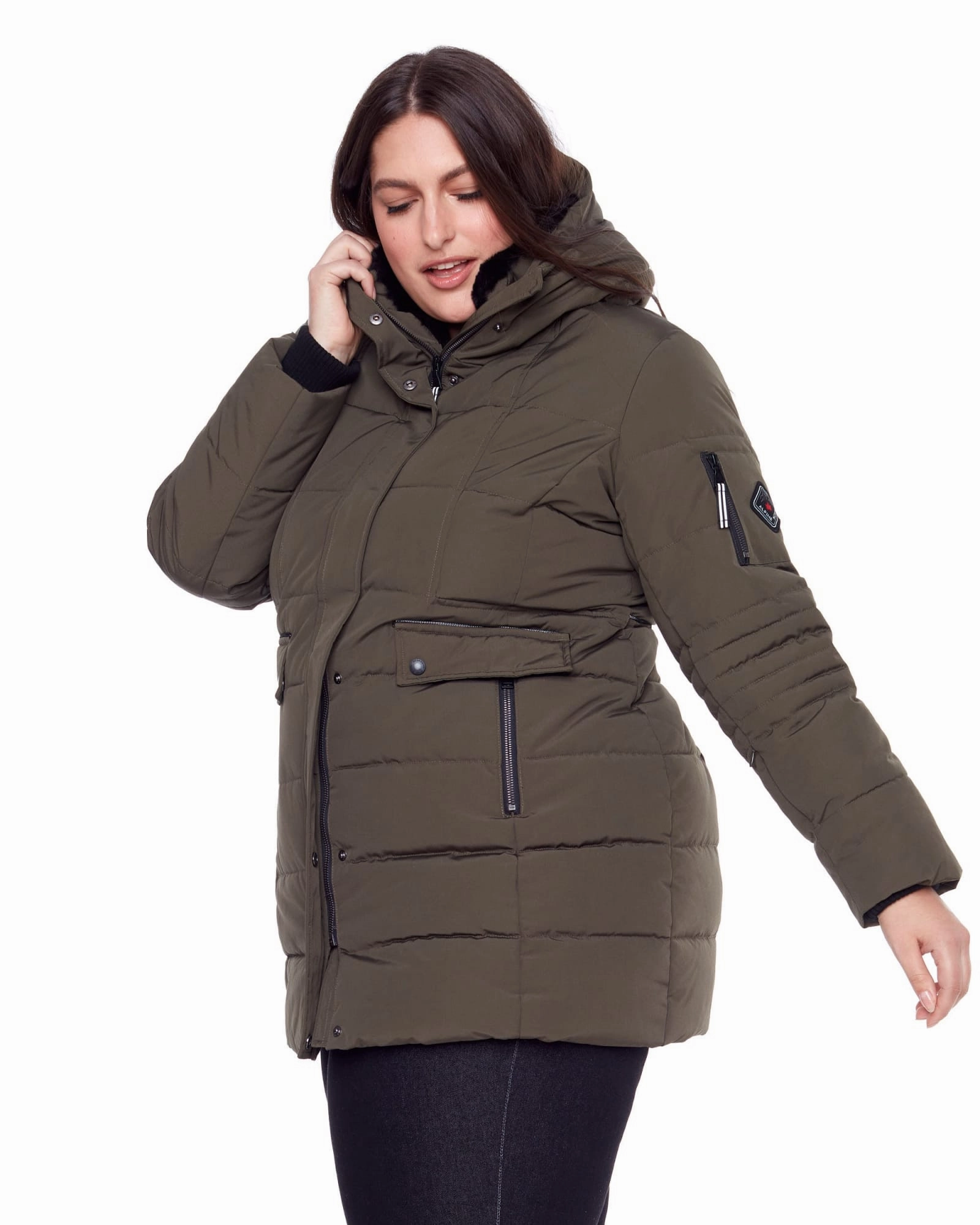 Trail Friendly Vegan Down  Mid-Length Parka | Olive