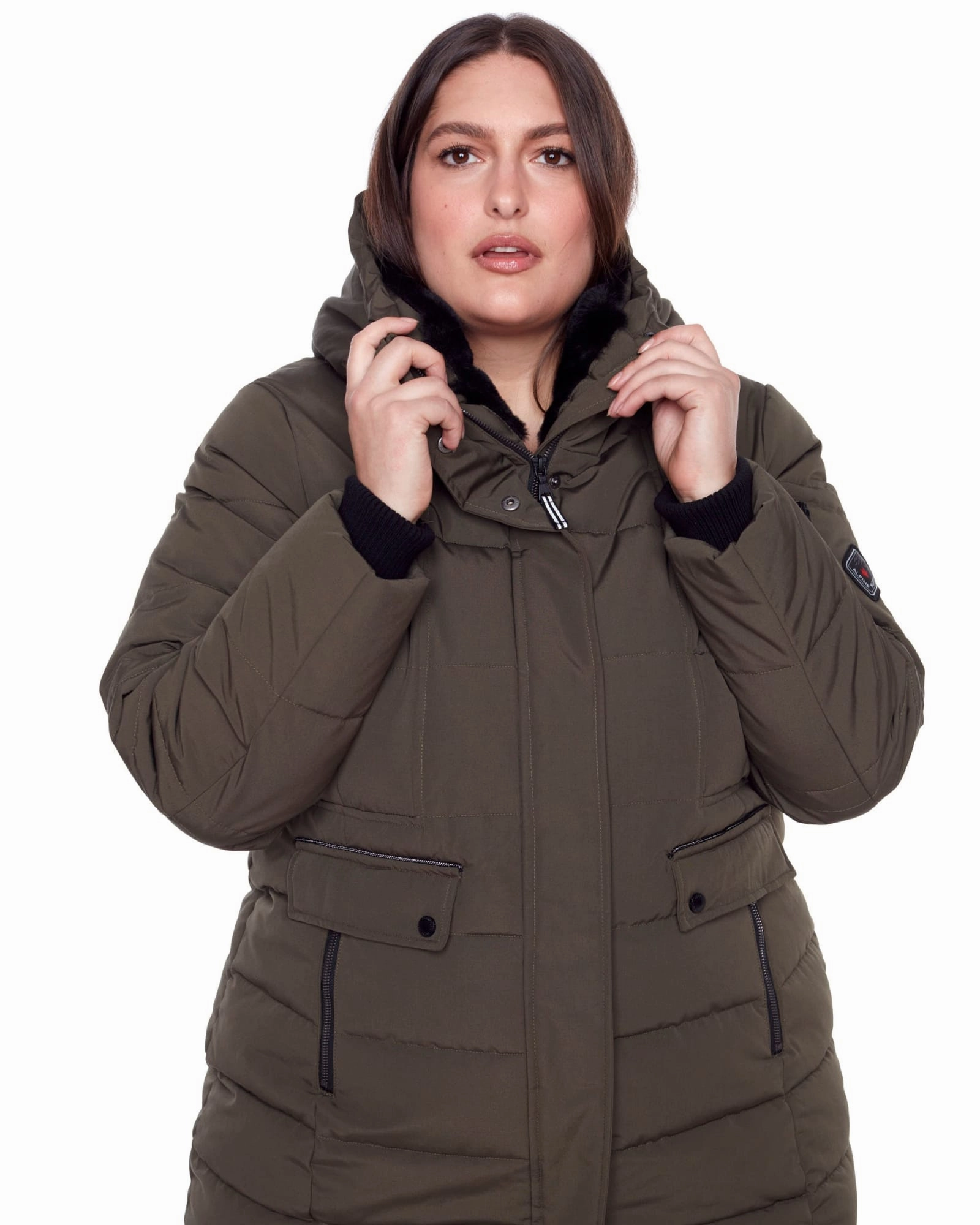group outing Stole Vegan Down  Mid-Length Parka | Olive