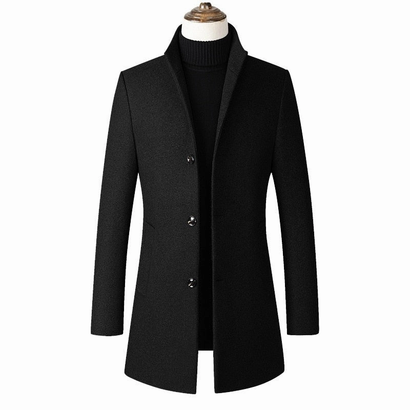 Christmas Excellence West Louis? Warm Single-Breasted Woolen Business Style Overcoat