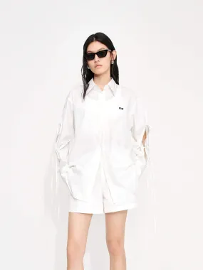 Holiday Outfit Cooling Mesh Lining Cotton Blend Oversized Shirt