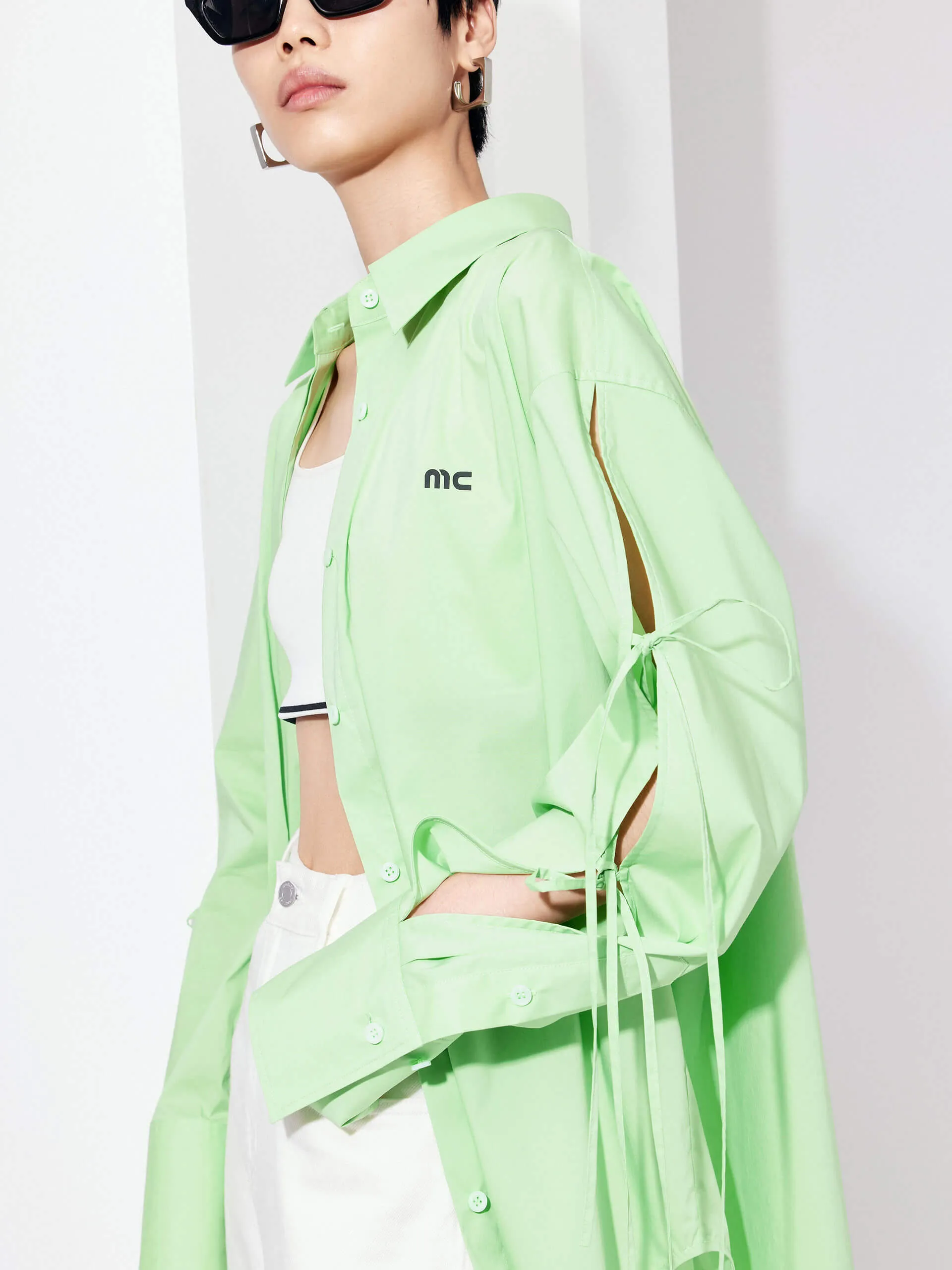 Cotton Blend Oversized Shirt Flexible Shoulder Panels Weekend Wear