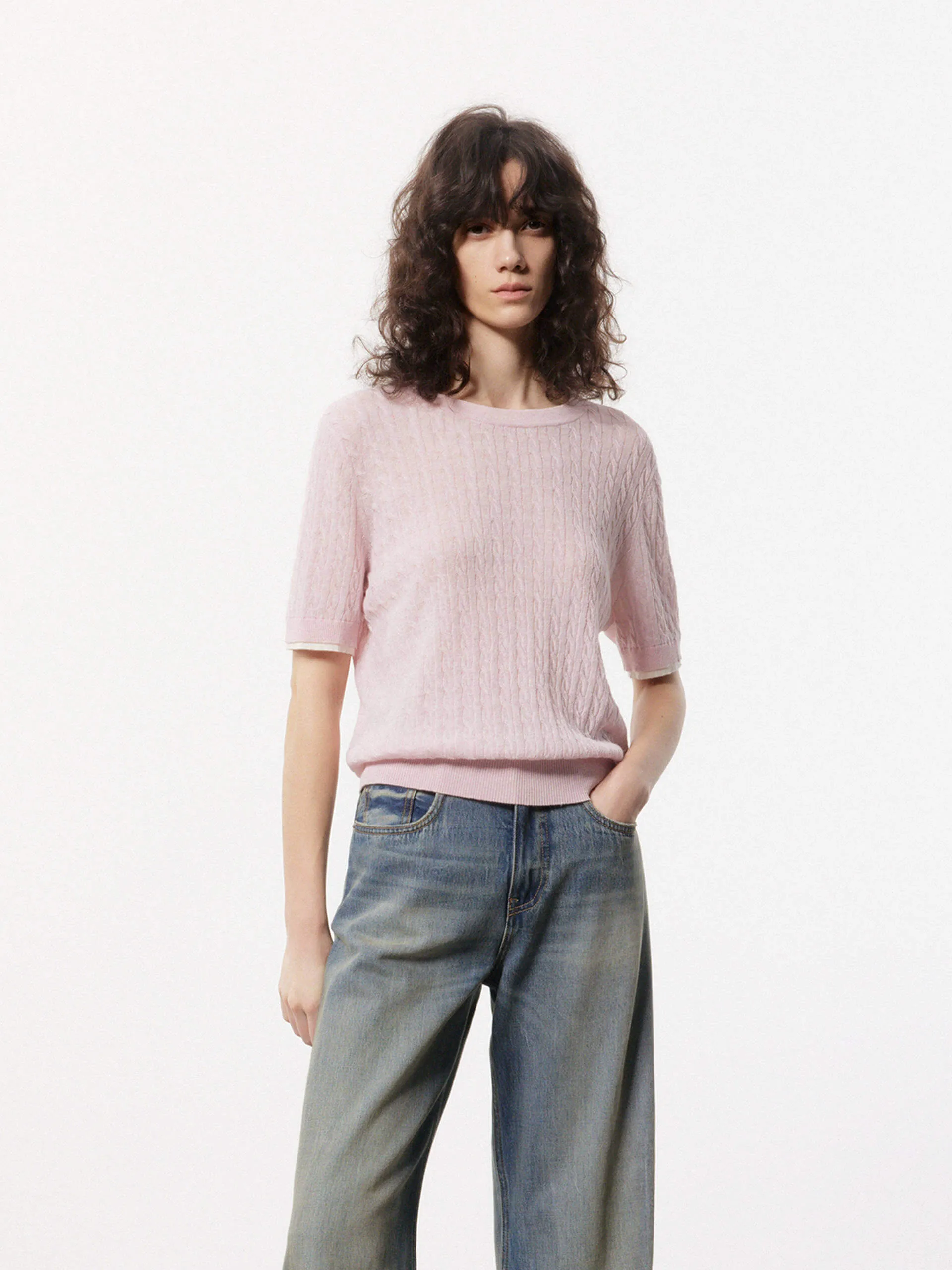 Sport Style Cotton Linen Knit Top