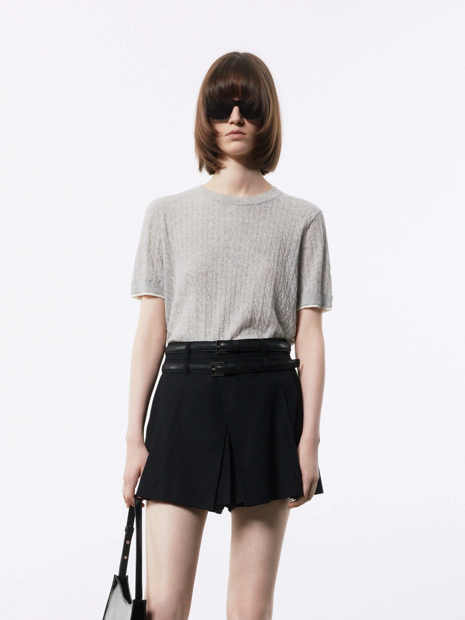 Cotton Linen Knit Top Knit Comfort Layered Design