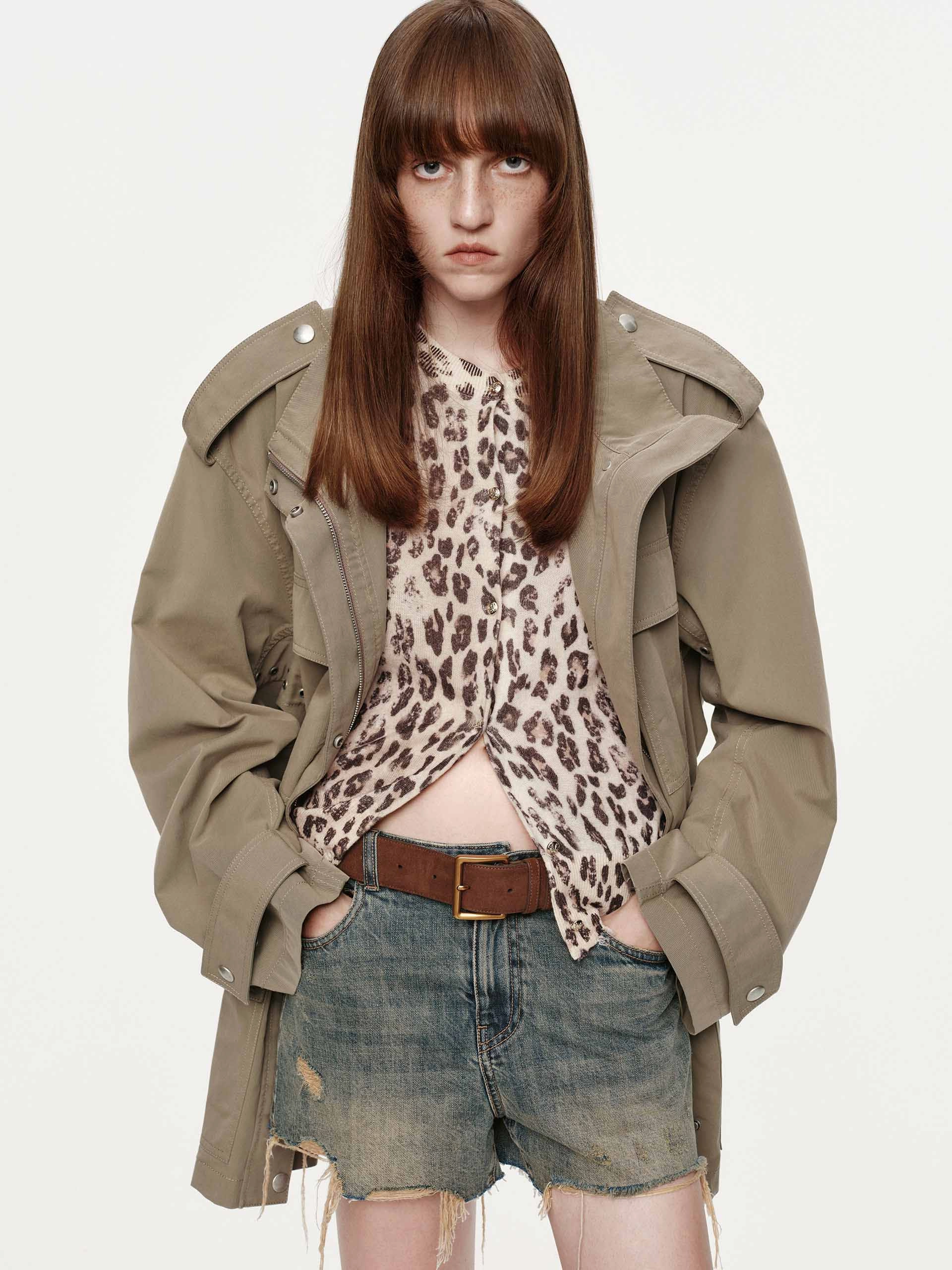 Cotton Blend Cargo Coat Essential City Look