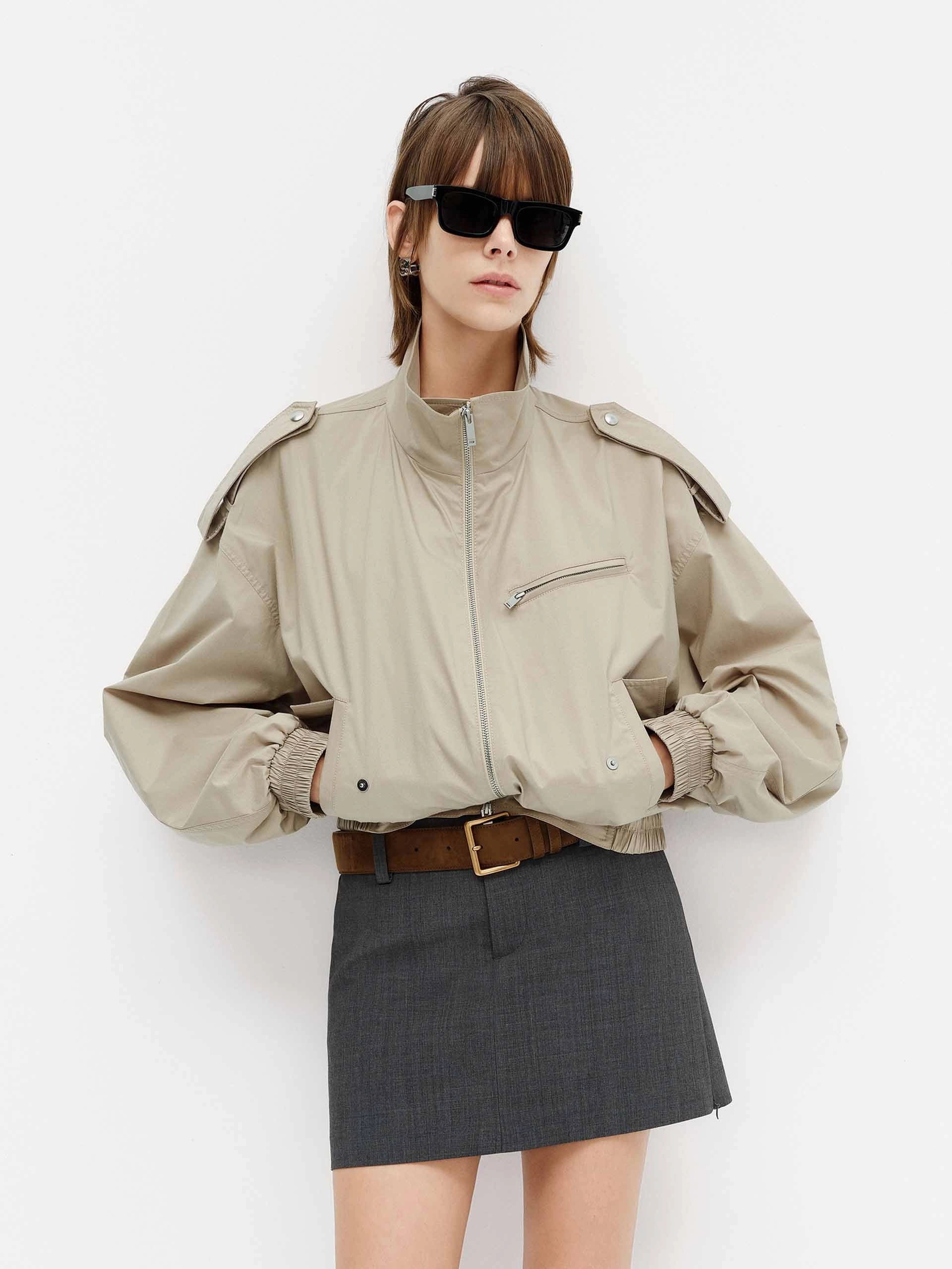 Waterproof Zipper Closure Cotton Blend Regular Jacket