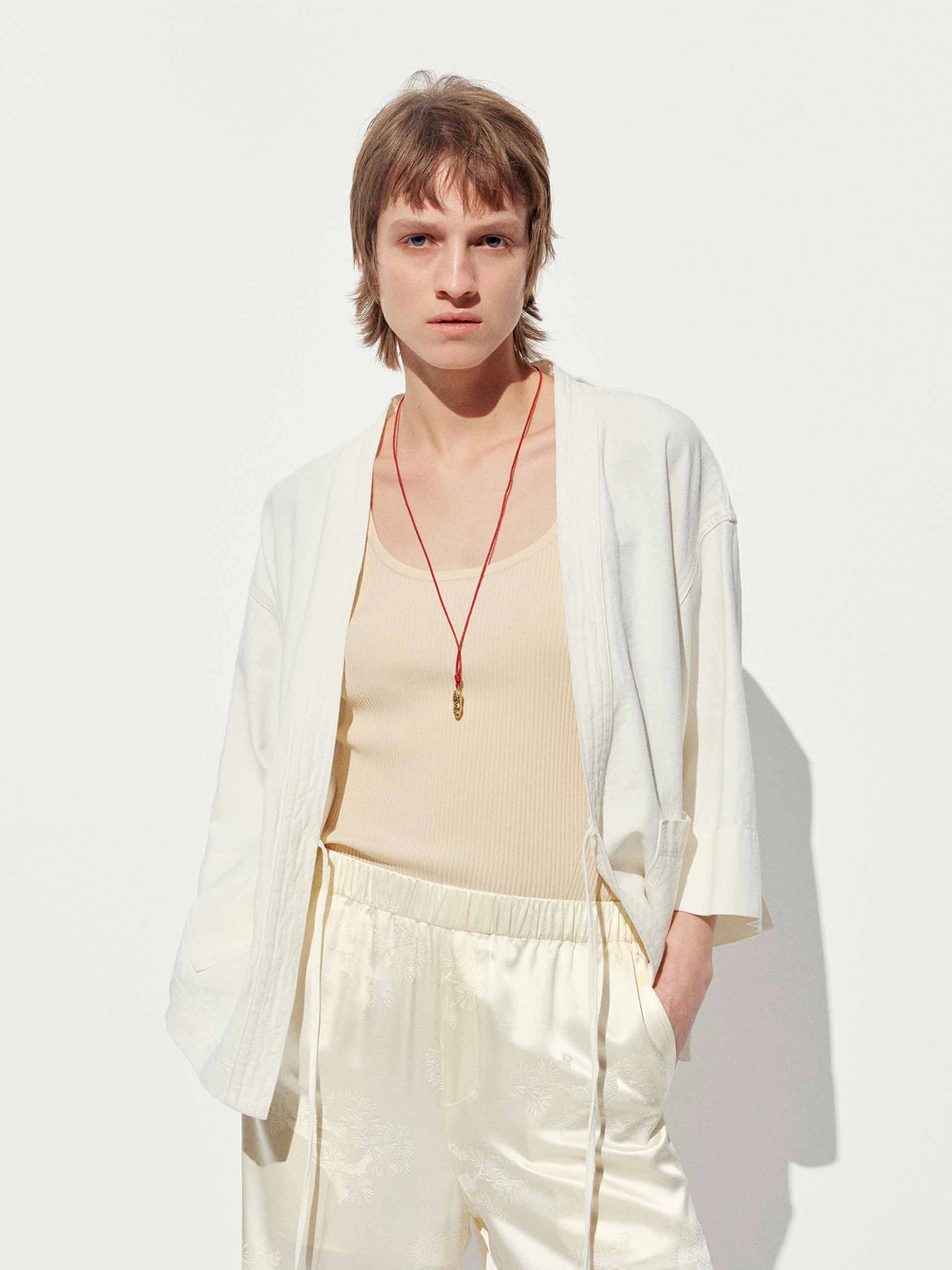 Tailored Silhouette Cotton-Linen Tie Jacket