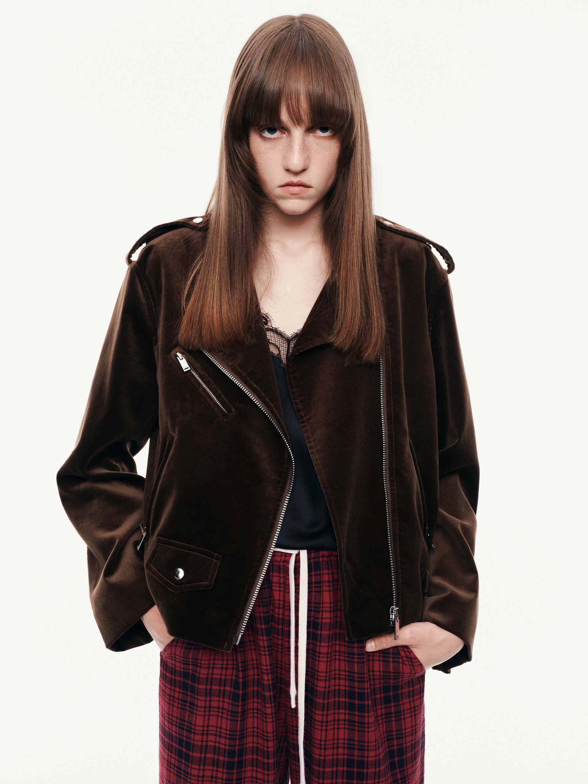 LightweightInsulation Convertible Collar Cotton Zipper Biker Jacket