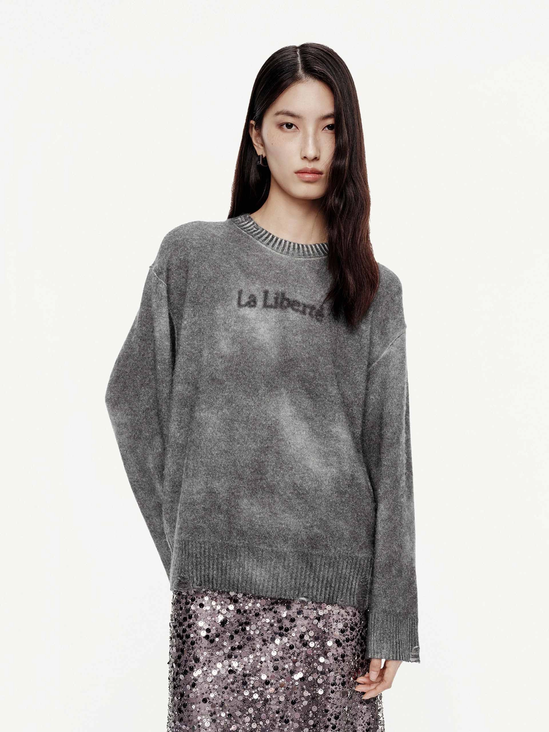 Ethical Production Knitwear Comfy Layering Faded Distressed Sweater