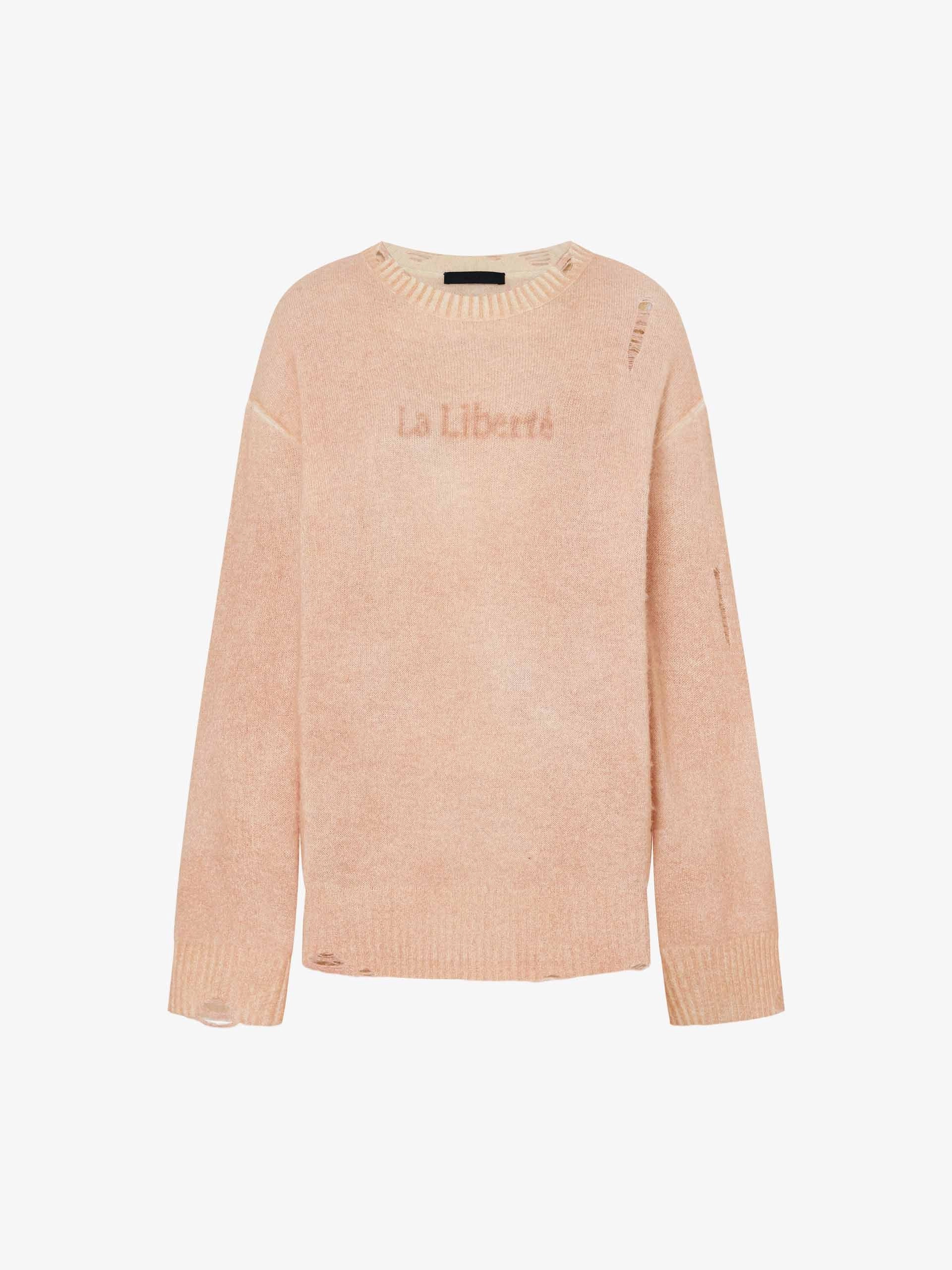 Faded Distressed Sweater Casual Essentials Ribbed Hem