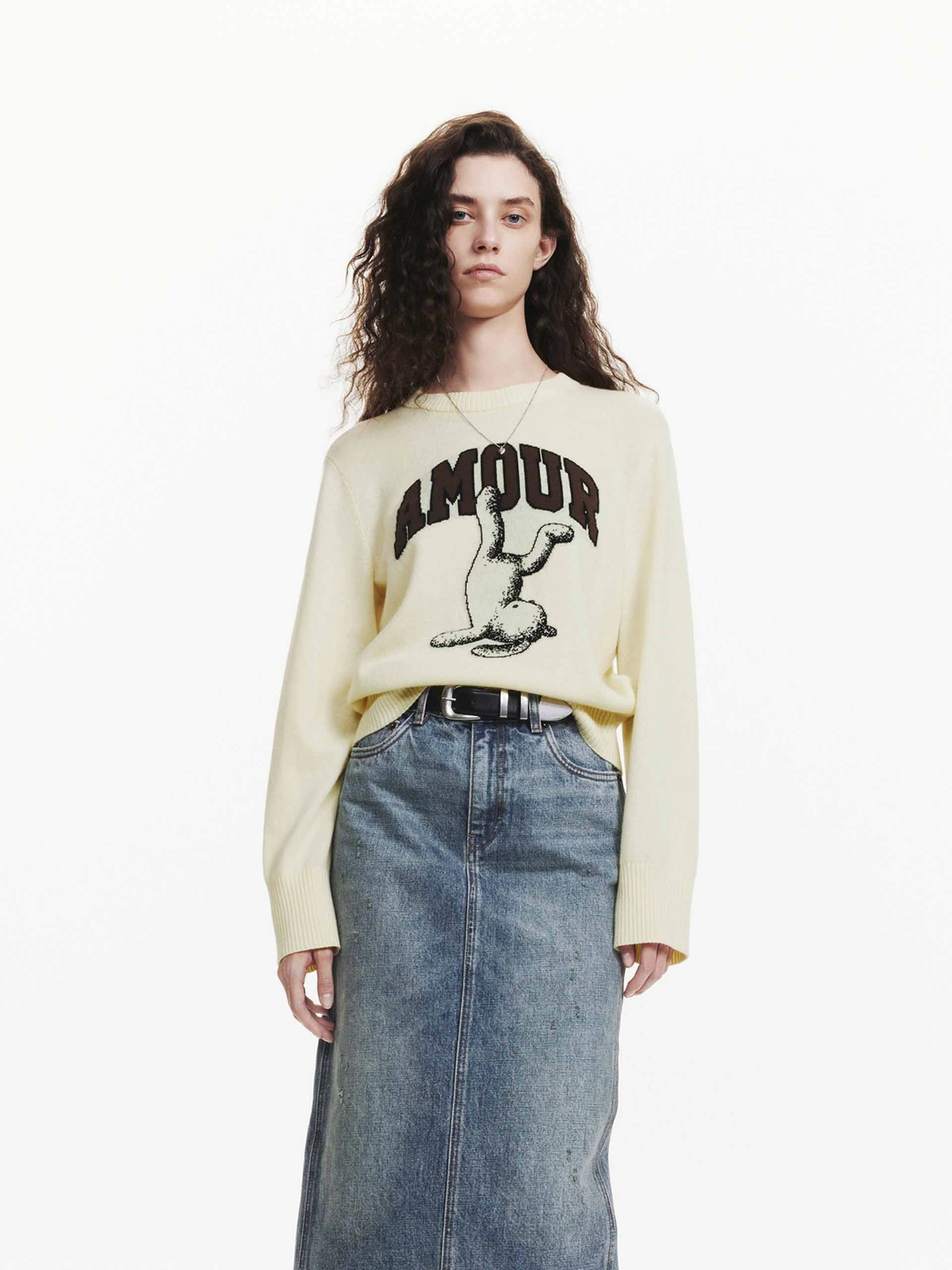 Animal Pattern Wool Sweater Comfortable Knitwear Soft Fabric Look