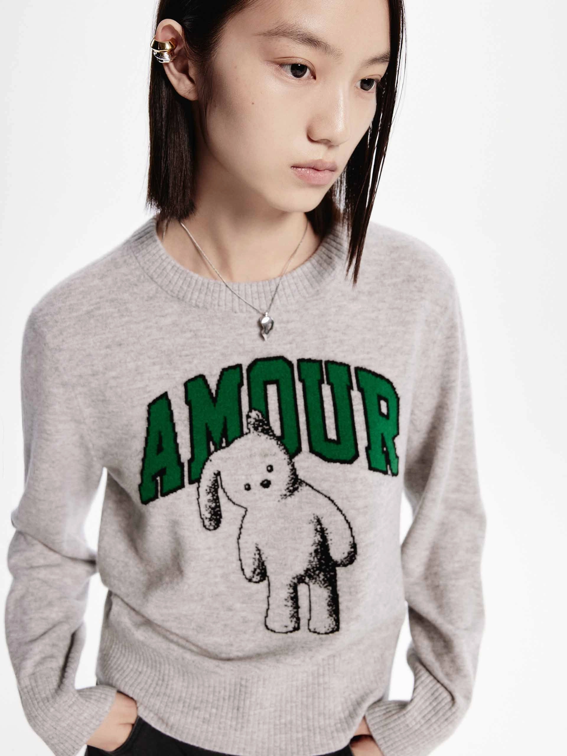 Animal Pattern Wool Sweater Active Design
