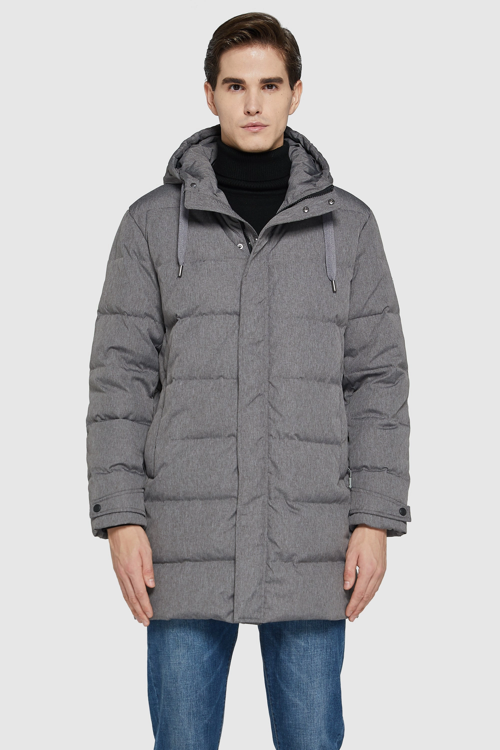 Mid-Length Warm Hooded Puffer Down Jacket Utility Inspired Look Calm Day Fit