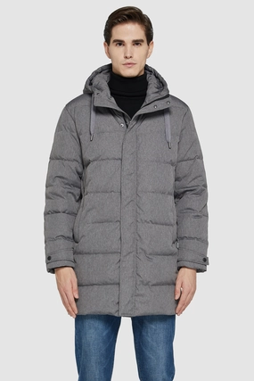 Mid-Length Warm Hooded Puffer Down Jacket LightweightInsulation Mild Day Outfit