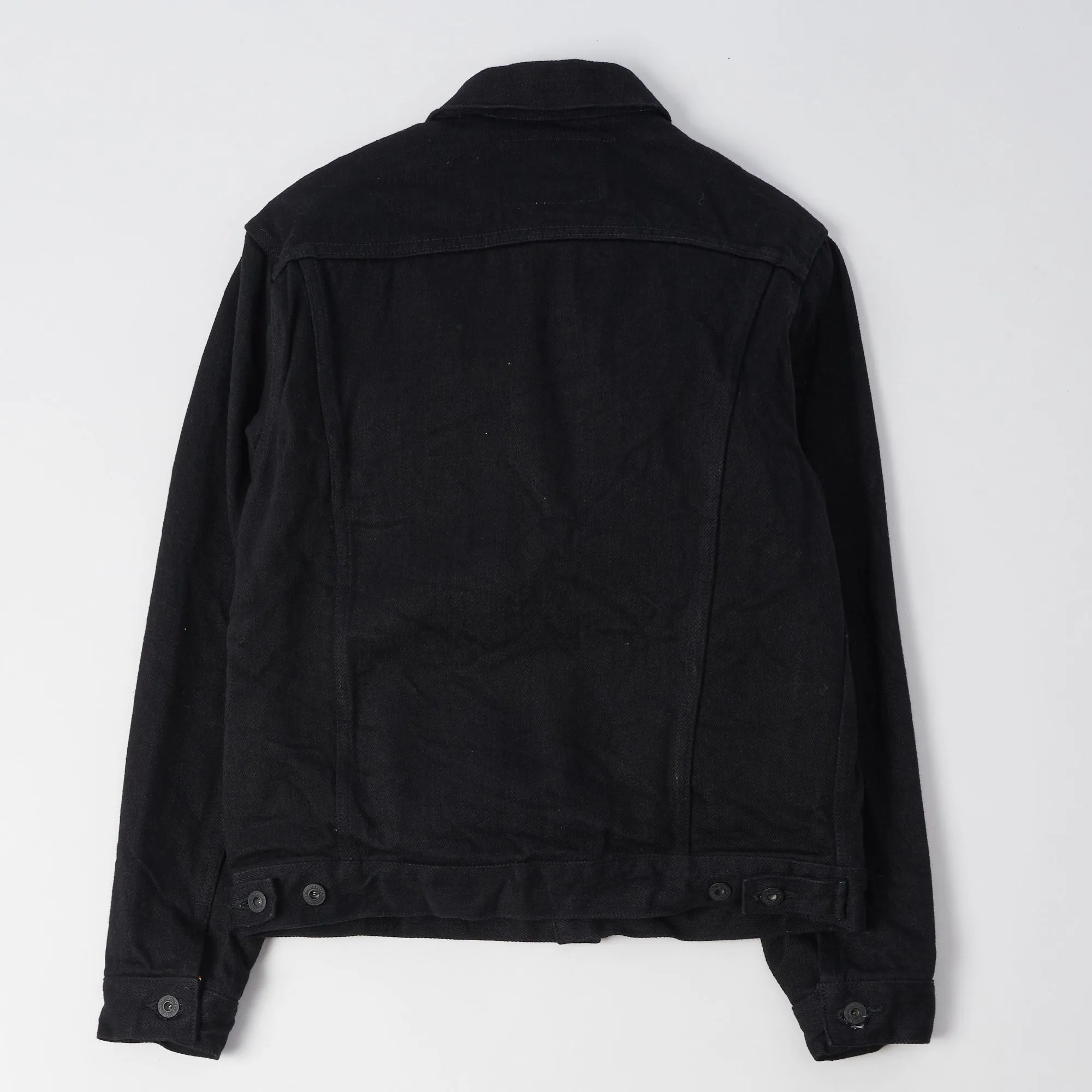 InterchangeableLining Minimal Detail ONI Denim 02527PZR-IDBK 20oz 'Indigo x Black Secret Denim' Type III Denim Jacket - Rinsed