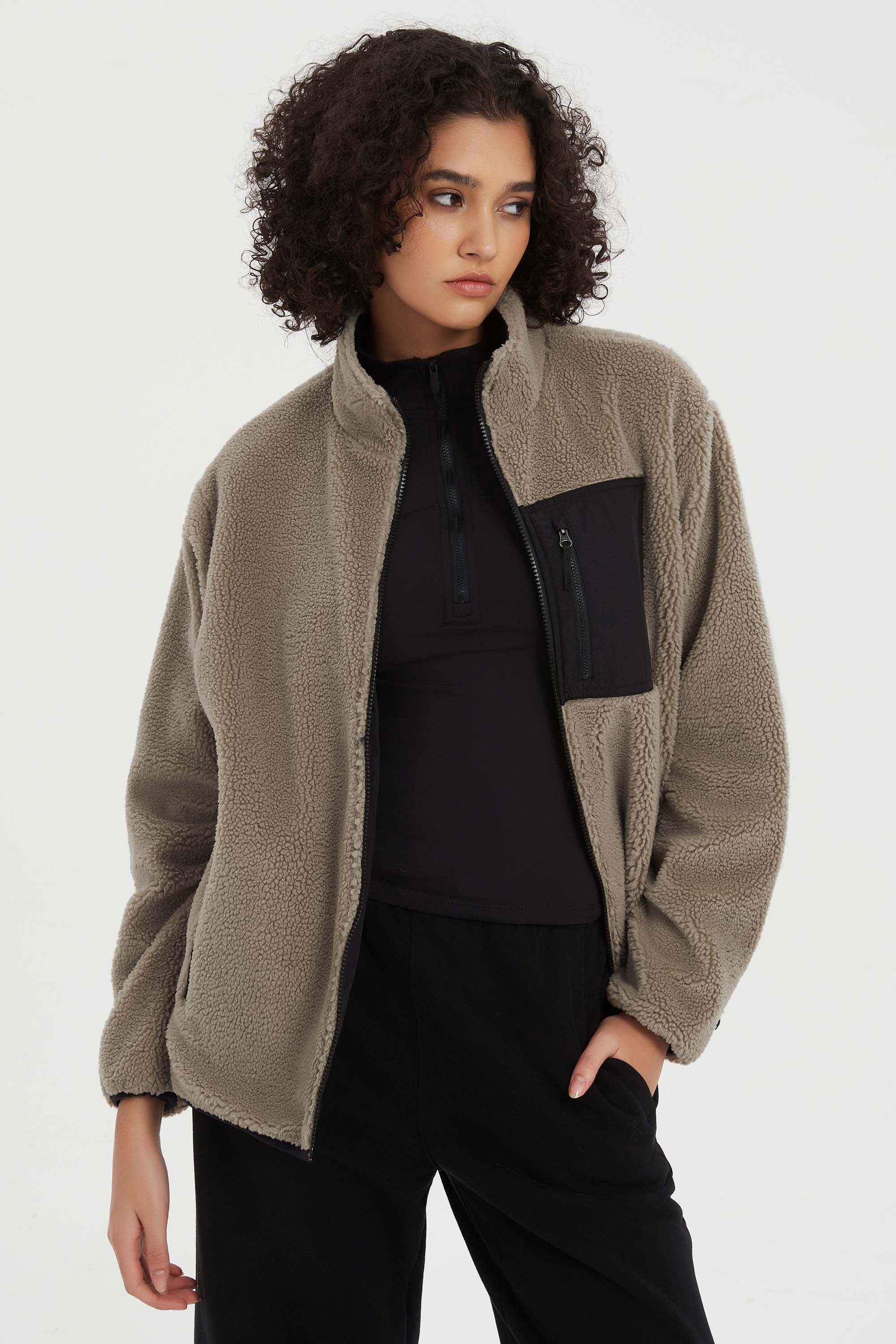 Reversible Fleece Jackets Full Zip Long Sleeve Essential Style Lightweight Lining