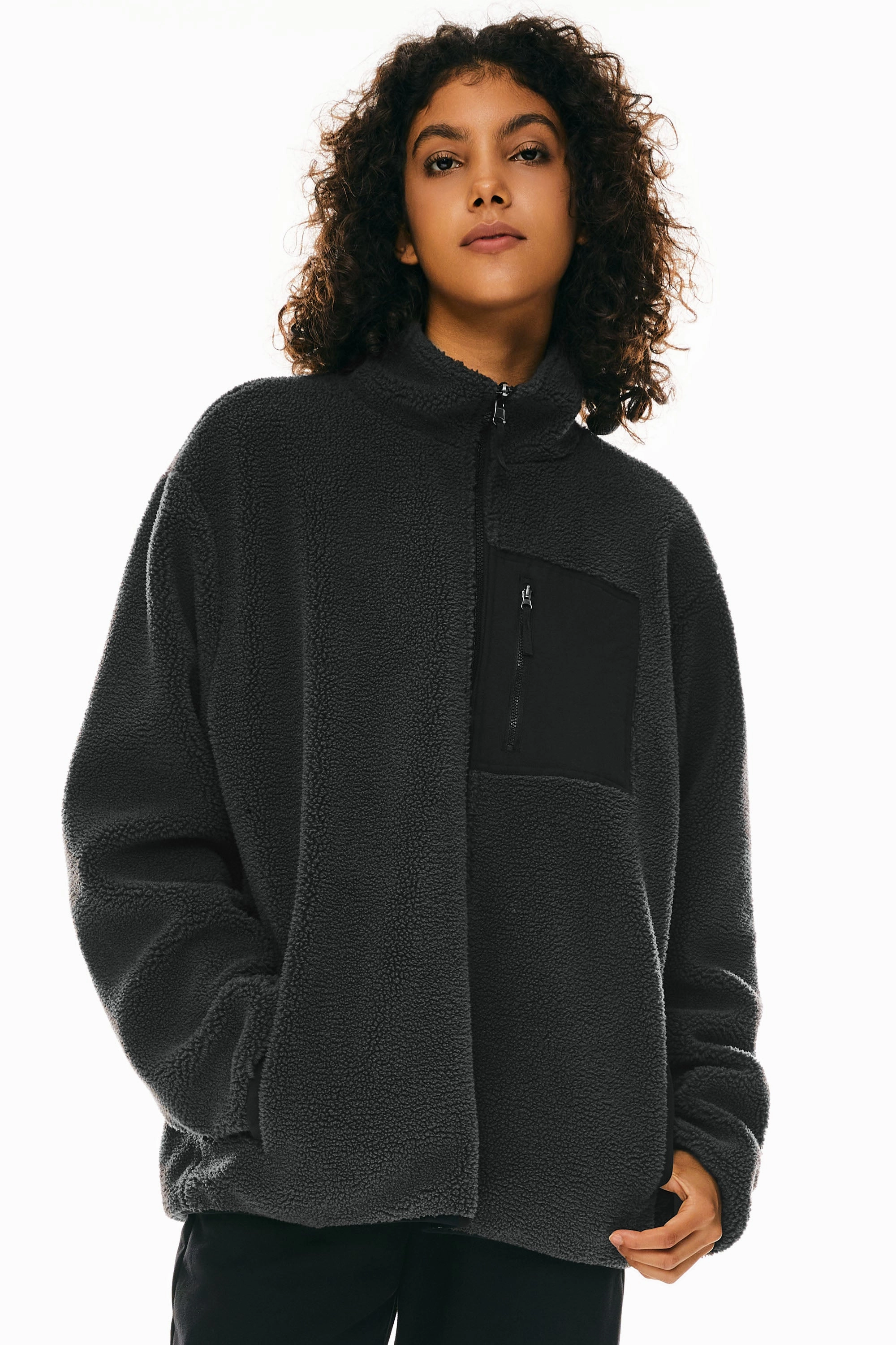 Reversible Fleece Jackets Full Zip Long Sleeve Compression Fit Design