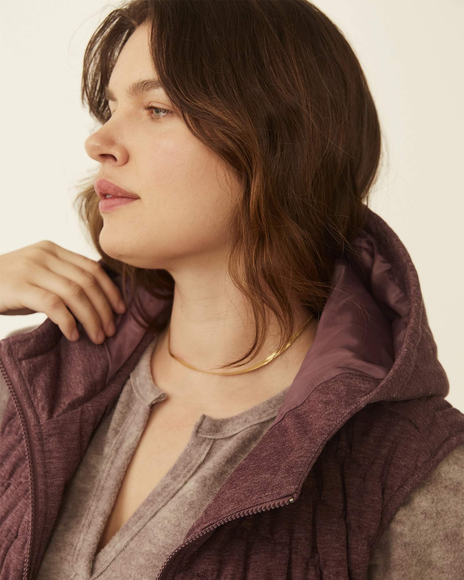 Frances Quilted Puffer Vest | Burgundy Custom