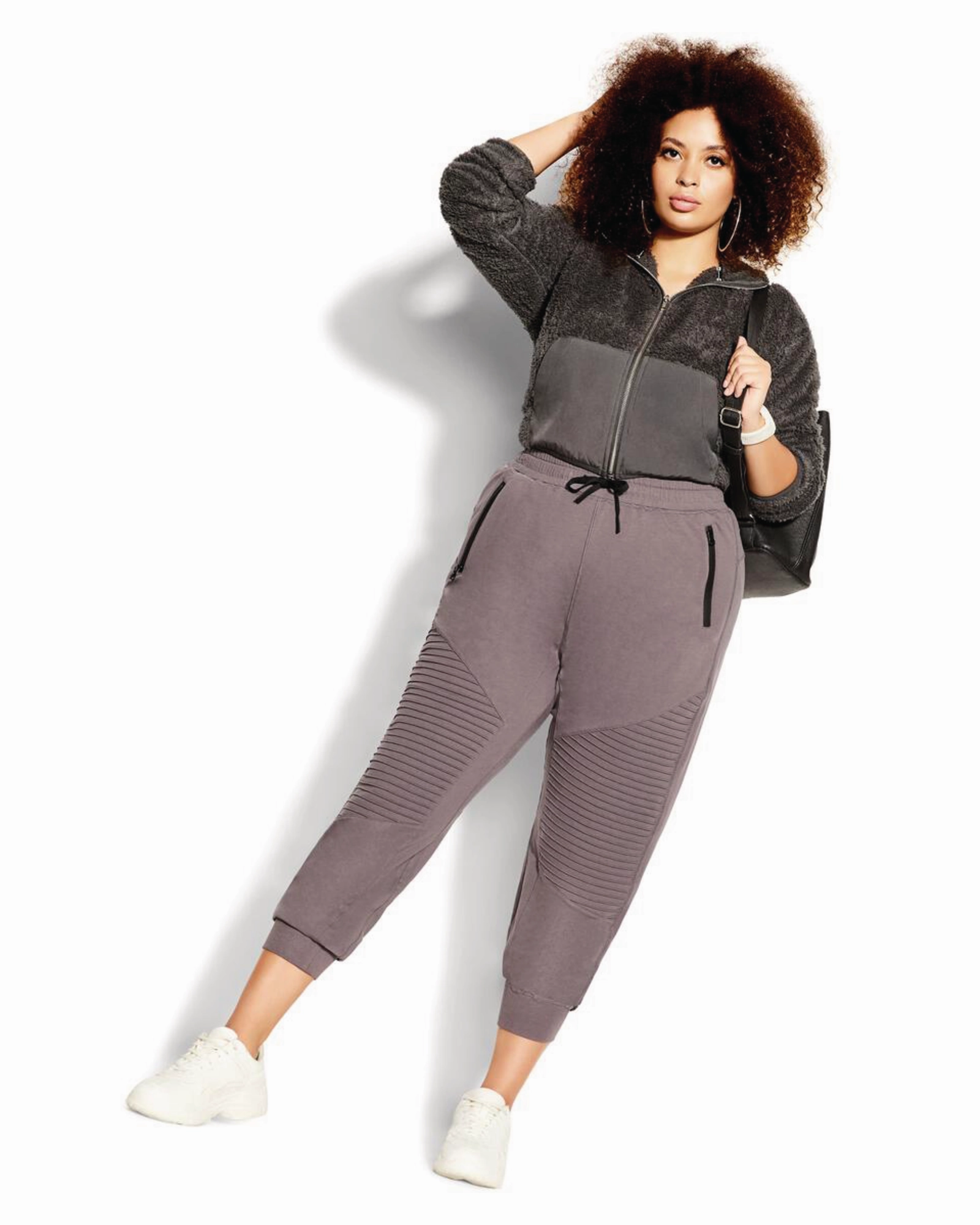 Crop Teddy Jacket | Graphite Chilly Days Warm Comfort