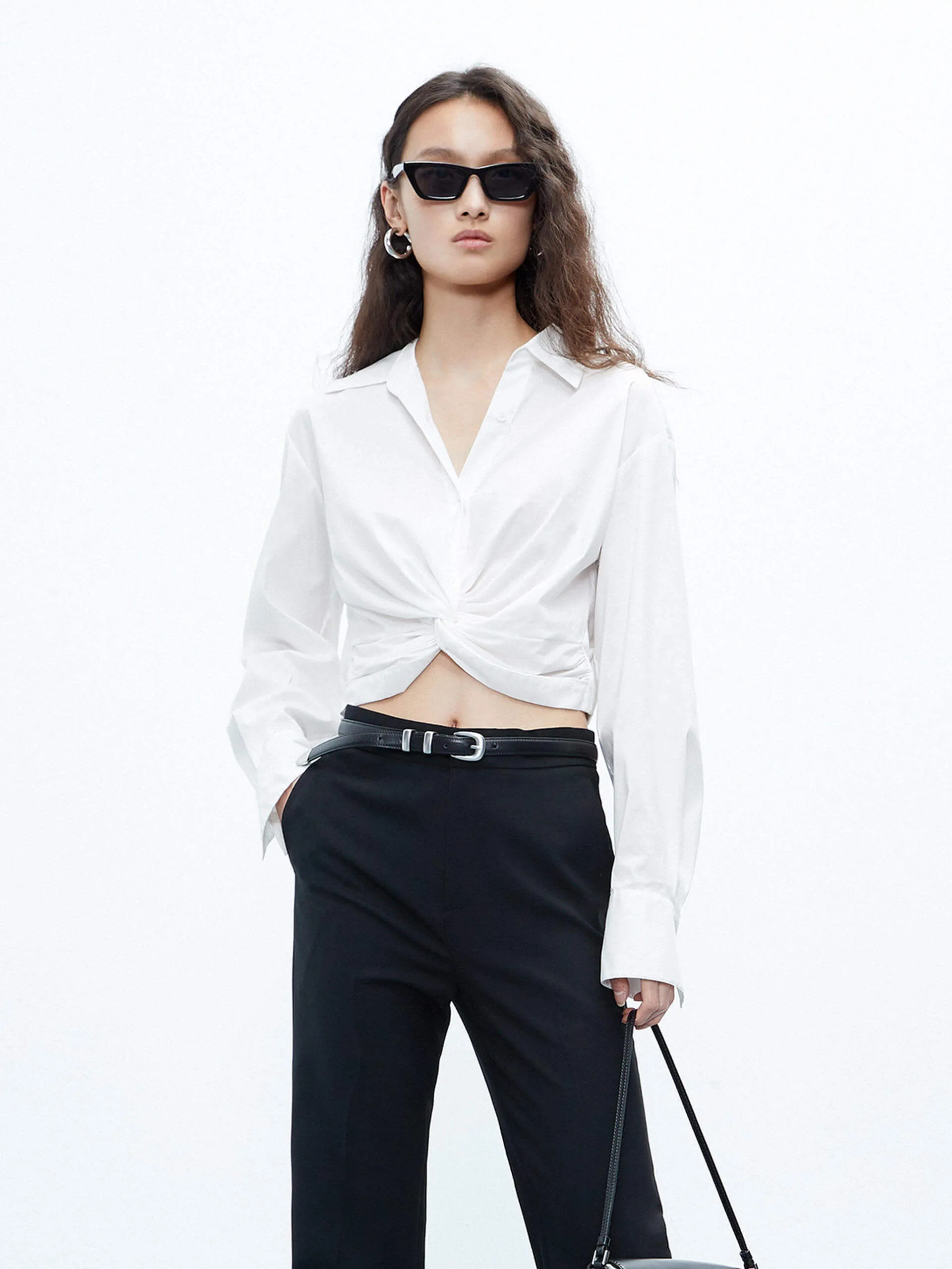 Cropped Twisted Details Shirt Stylish Comfort