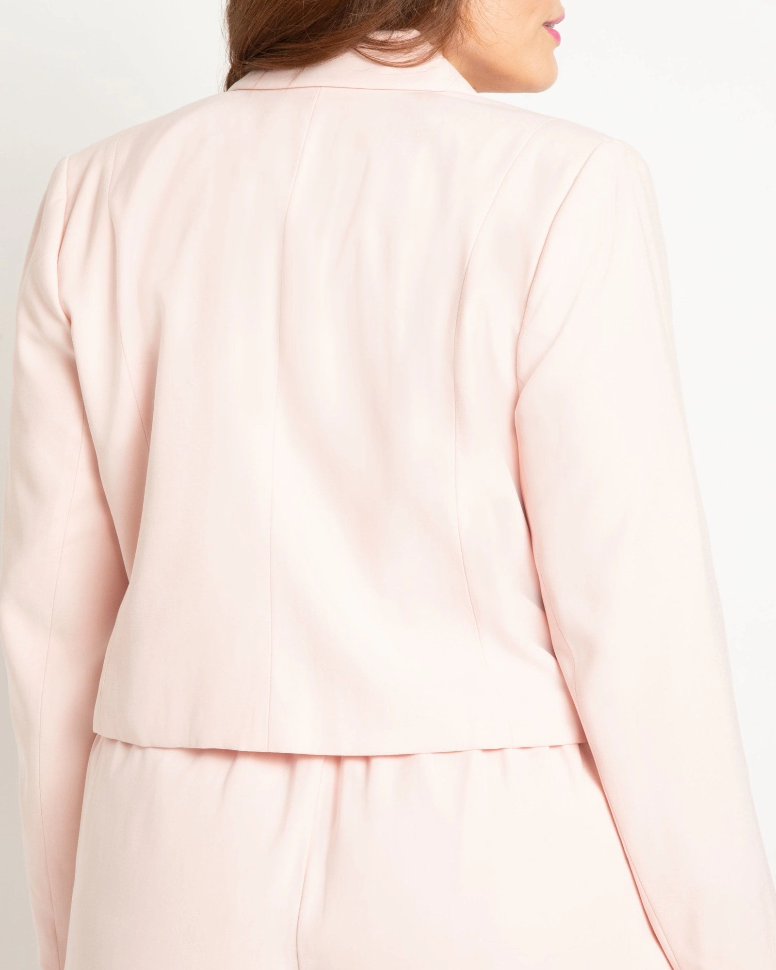 Option Fashionable Protection Cropped Double Breasted Blazer | Veiled Pink