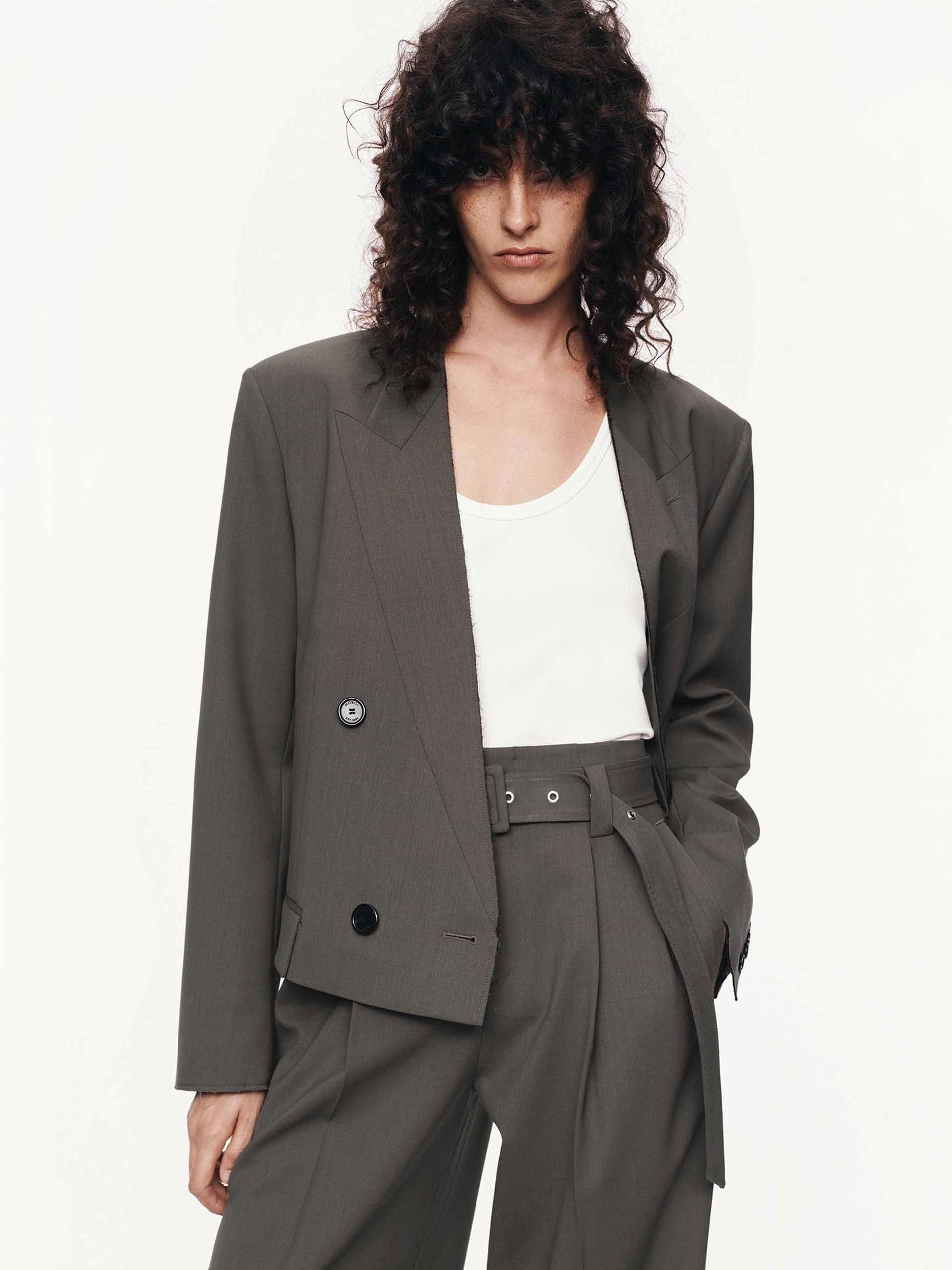 Cropped Structured Blazer Luxury Office Wear Professional Wearable