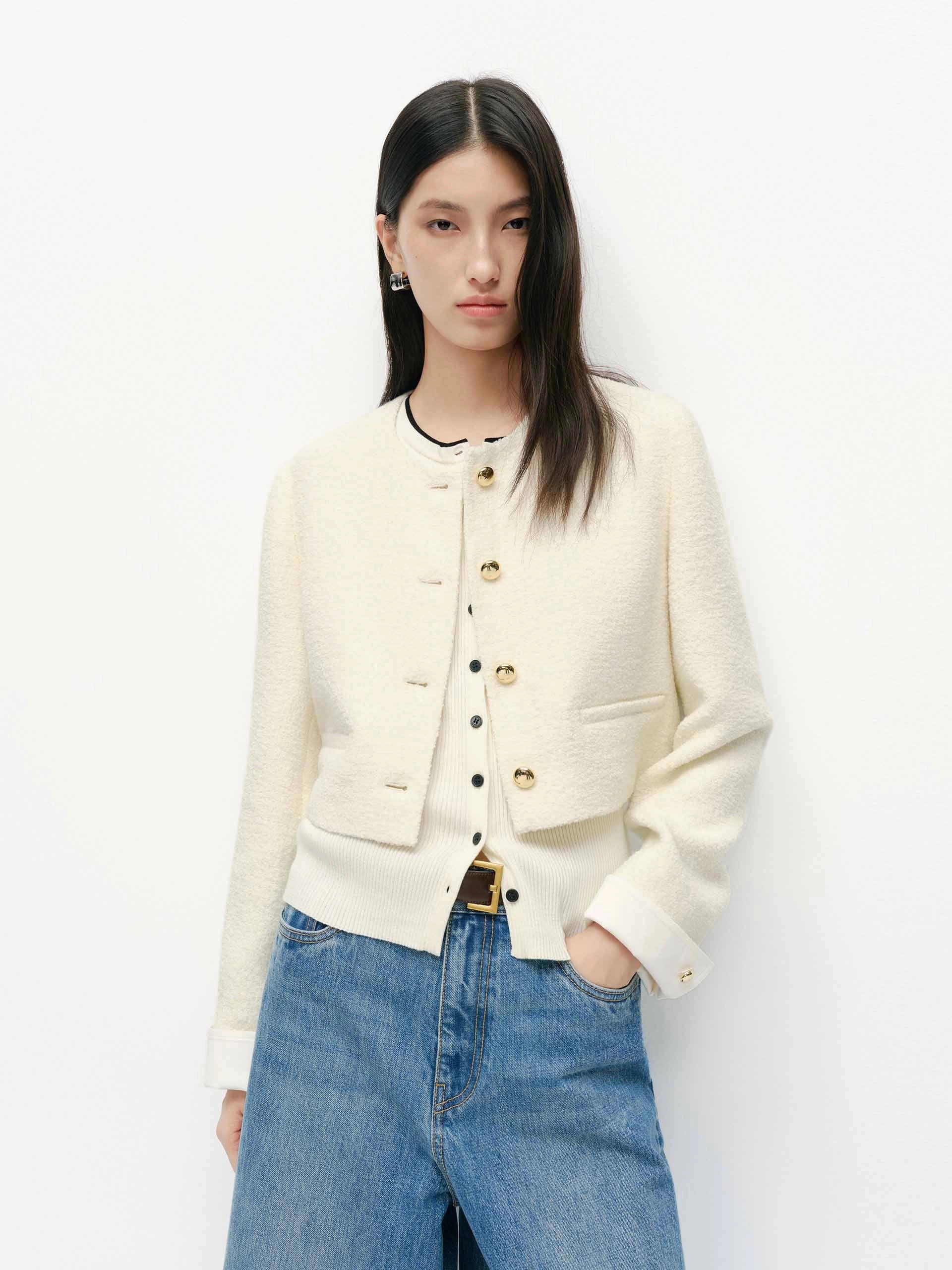 Cropped Tweed Coat Odor Control Treatment