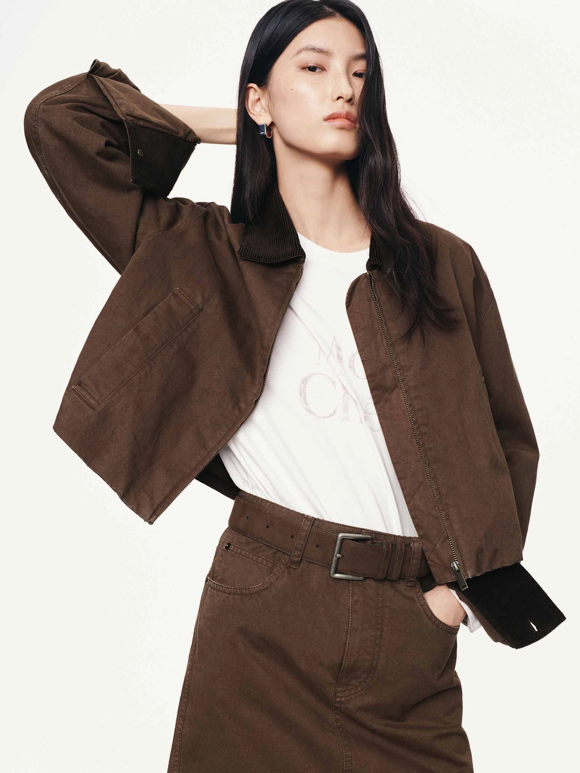 Cropped Zipper Cotton Jacket Thermal Core Technology Lightweight insulation