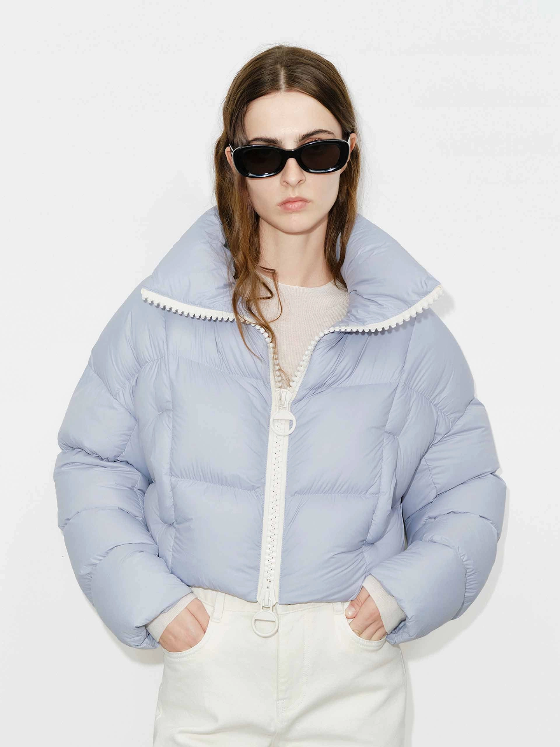 Cropped Zipper Down Jacket EcoFriendlyInsulation Day To Day