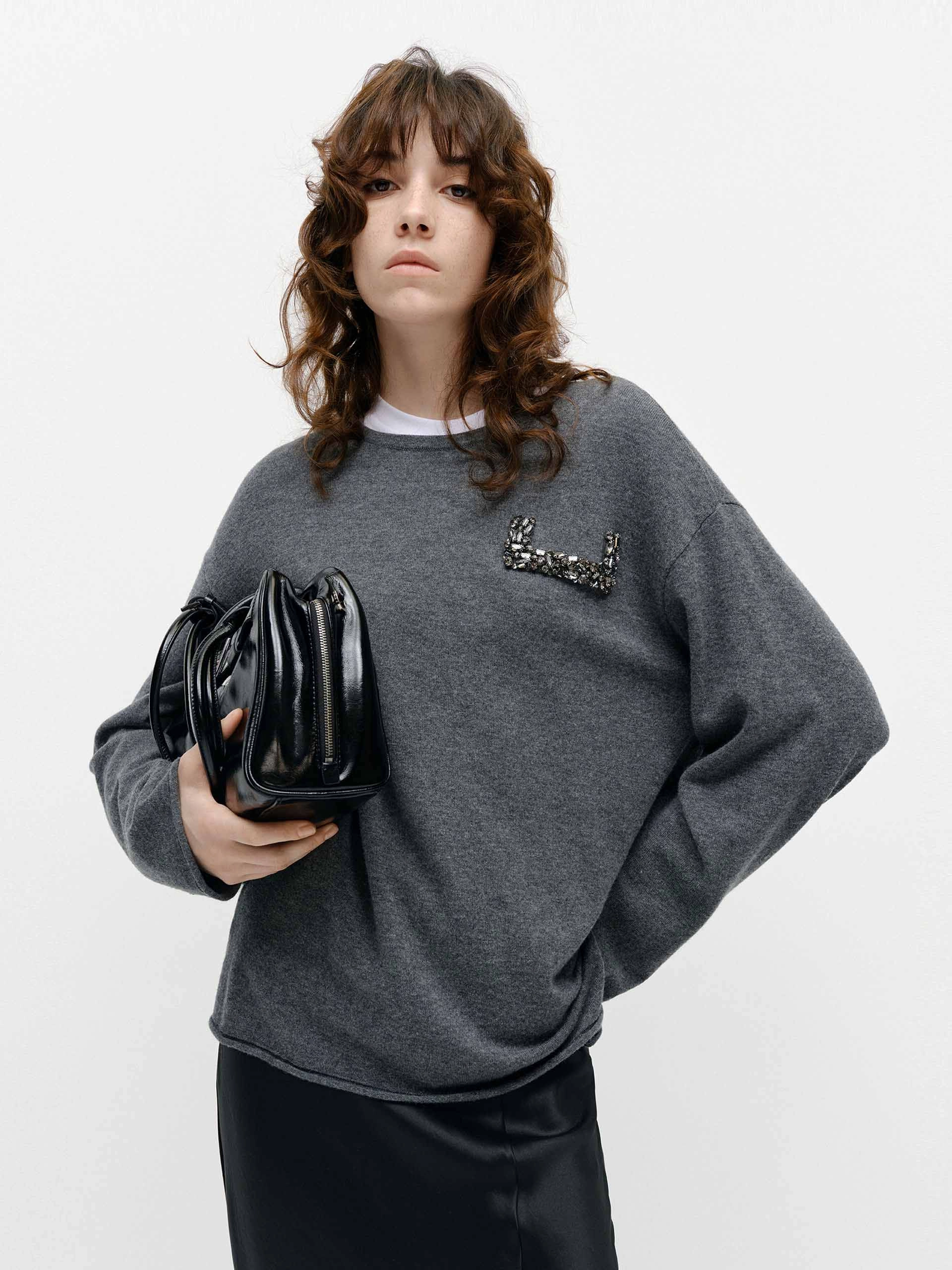 Cozy Base Crystal Detail Loose Sweater