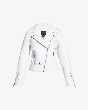 Collared Temperature Adaptive Fabric CULT RECYCLED LEATHER JACKET | White
