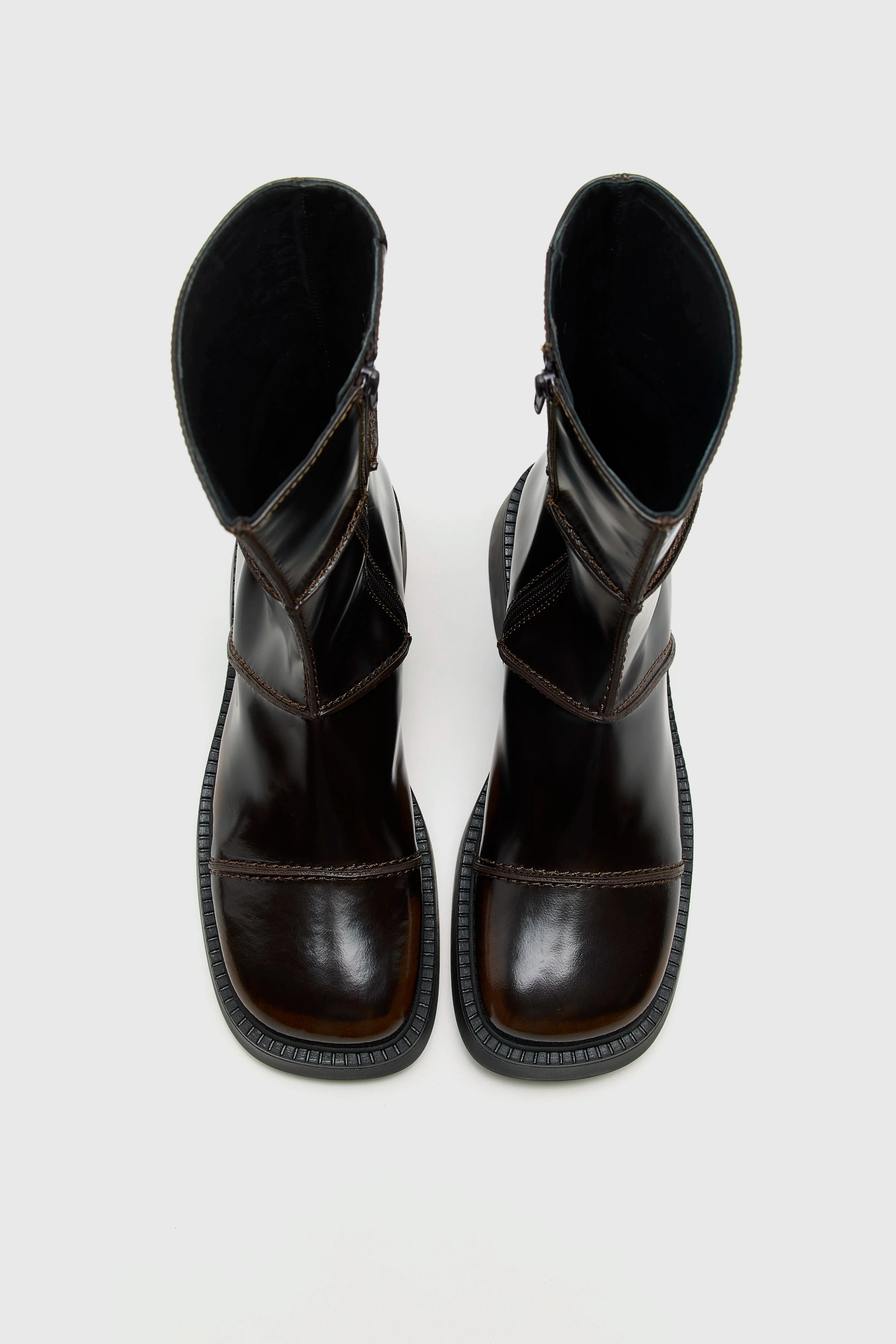 Dahlia Dark Brown Ankle Boots  (252 / W / BROWN) Shock Absorbing Morning Walk Stretchable Material